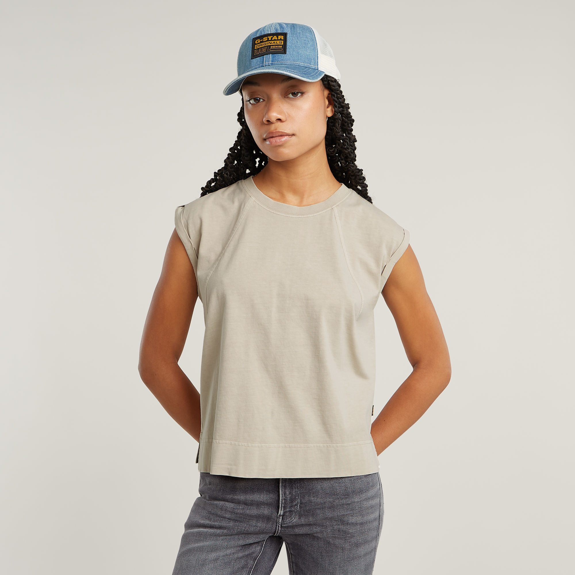 G-Star RAW Back Zip Overdyed Top Beige Dames