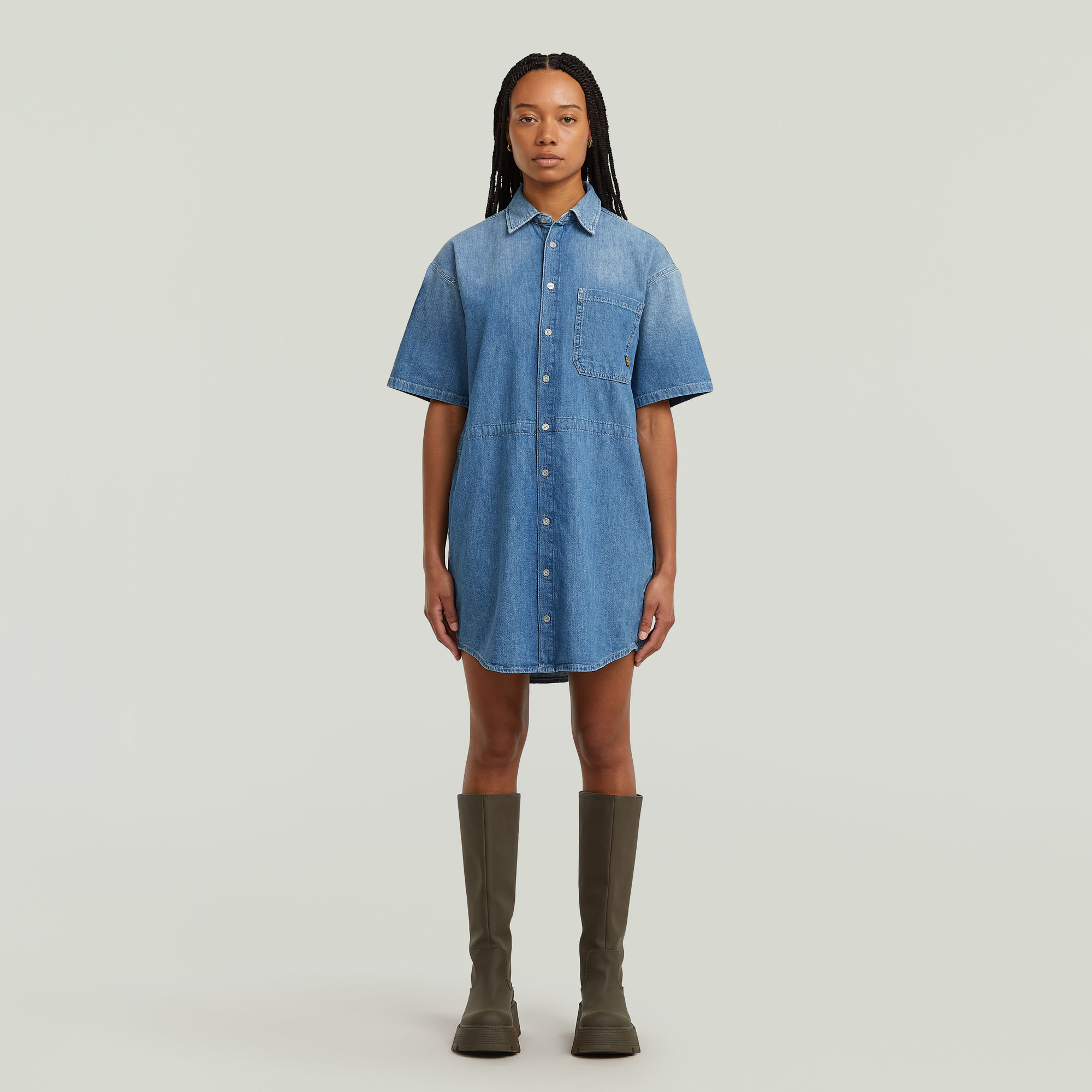 G-Star RAW Relaxed Drawcord Jurk Midden blauw Dames