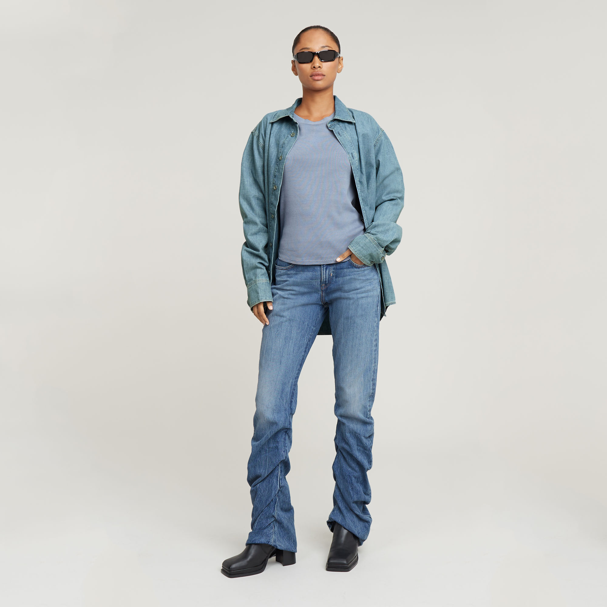 G-Star RAW G-Staq Low Bootcut Jeans Midden blauw Dames