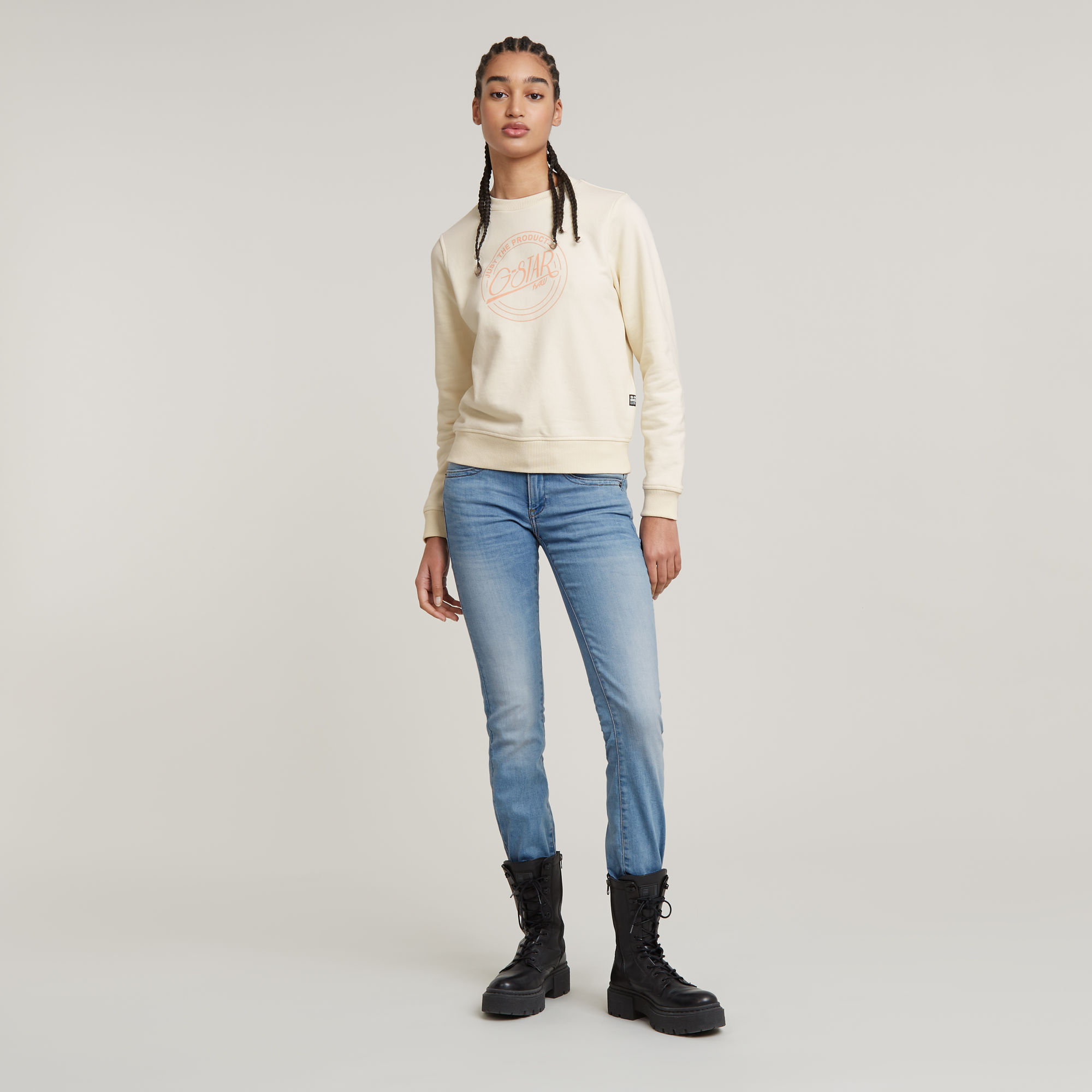 Thumbnail - Midge Saddle Mid Straight Jeans - Mittelblau - Damen