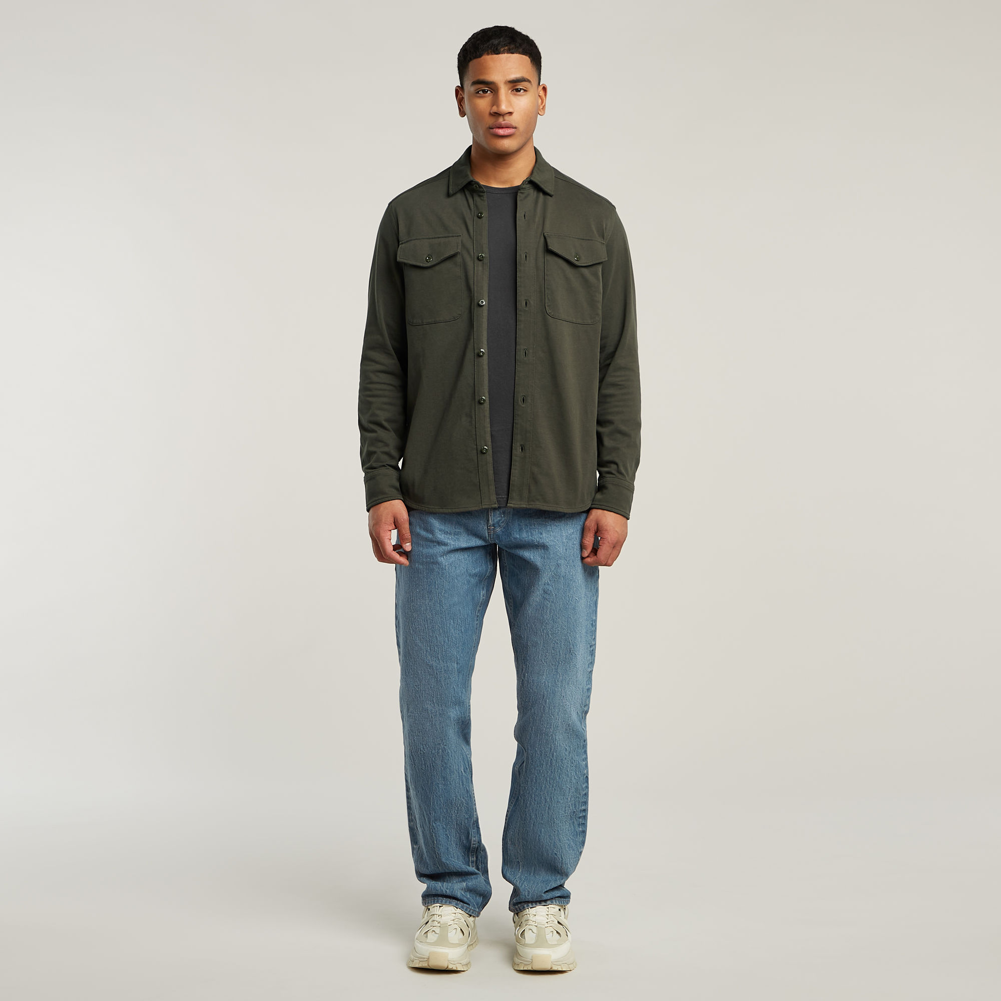 G-Star RAW Jersey Shirt Marine Pockets Grijs Heren