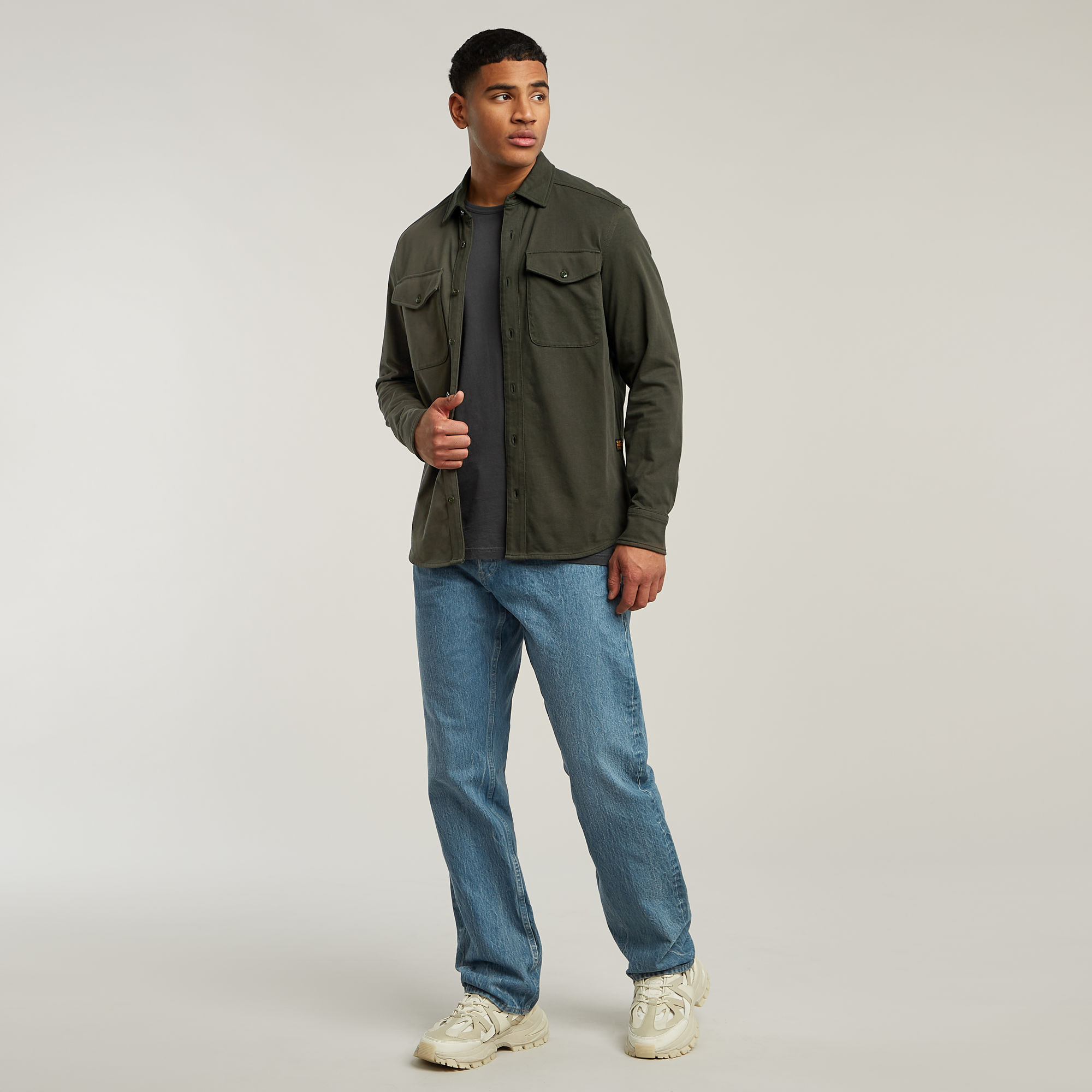 G-Star RAW Jersey Shirt Marine Pockets Grijs Heren