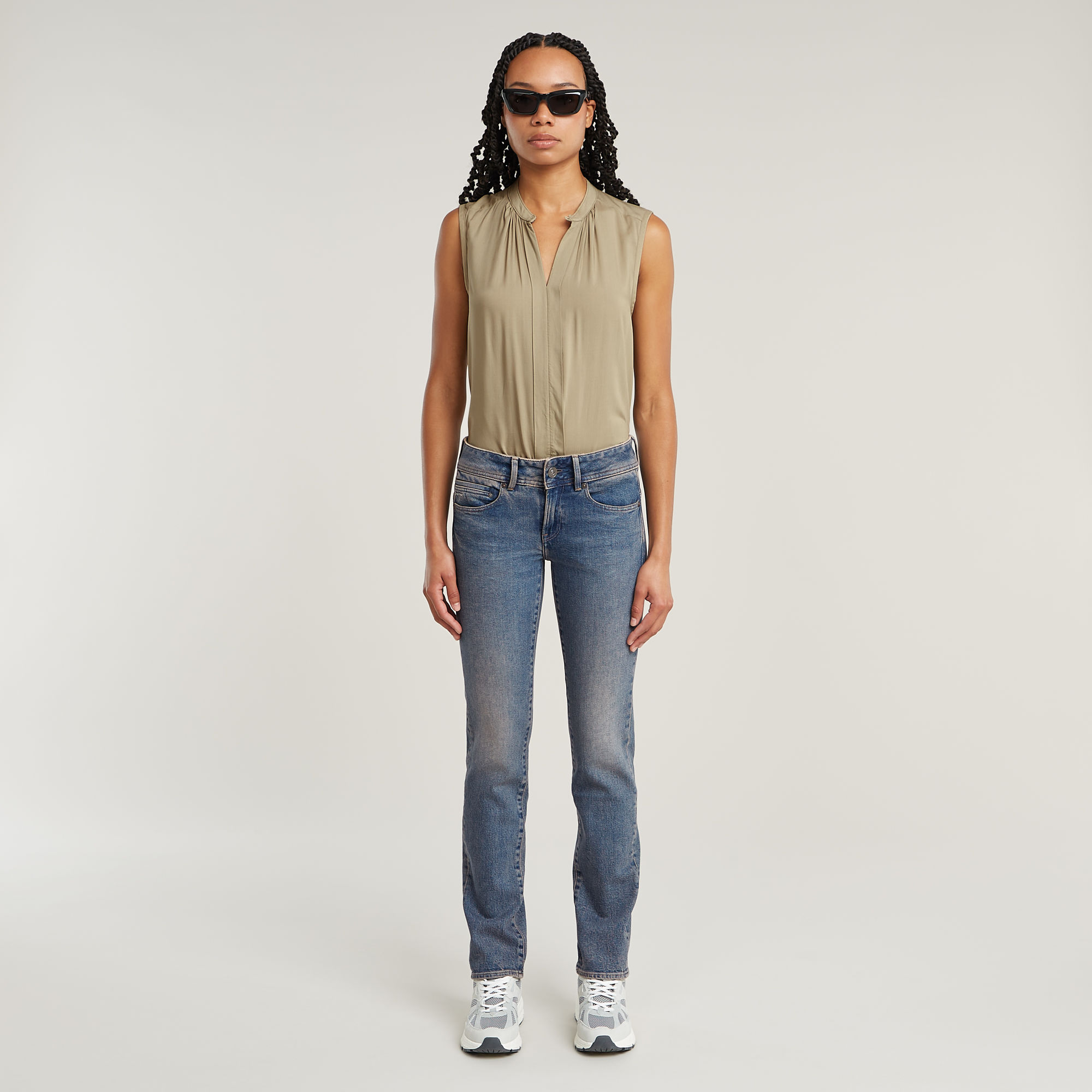 G-Star RAW Midge Slim Straight Jeans Midden blauw Dames