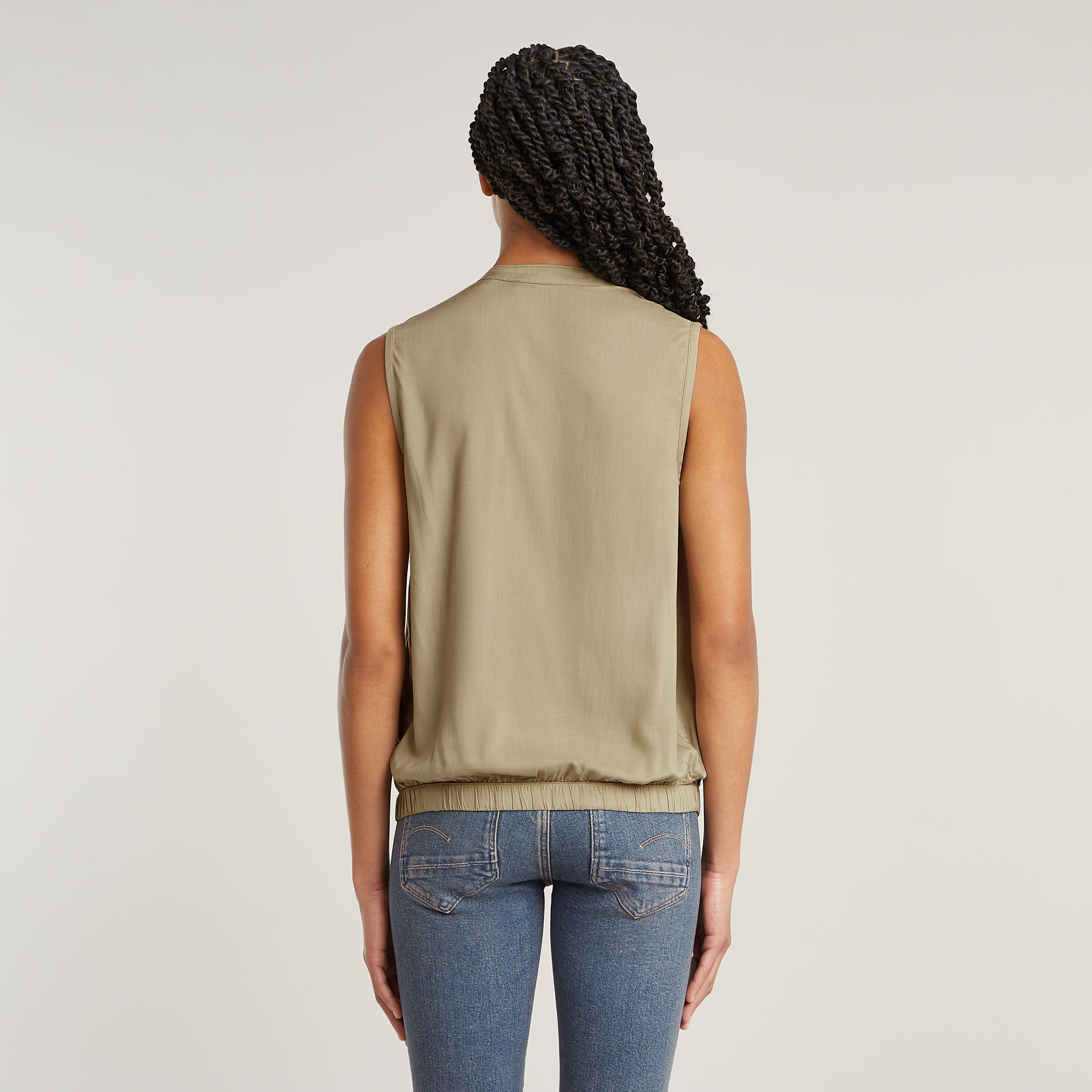 G-Star RAW Stand Up Collar Top Beige Dames