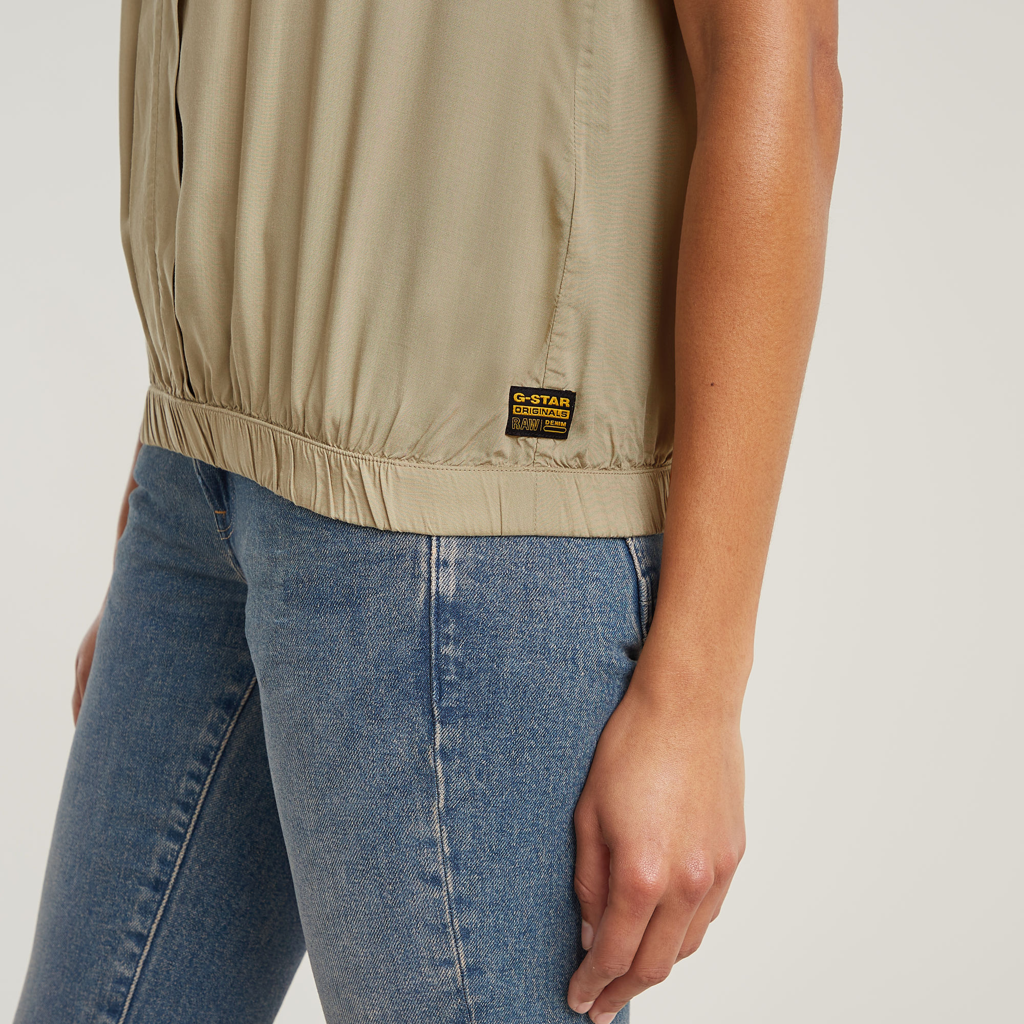 G-Star RAW Stand Up Collar Top Beige Dames
