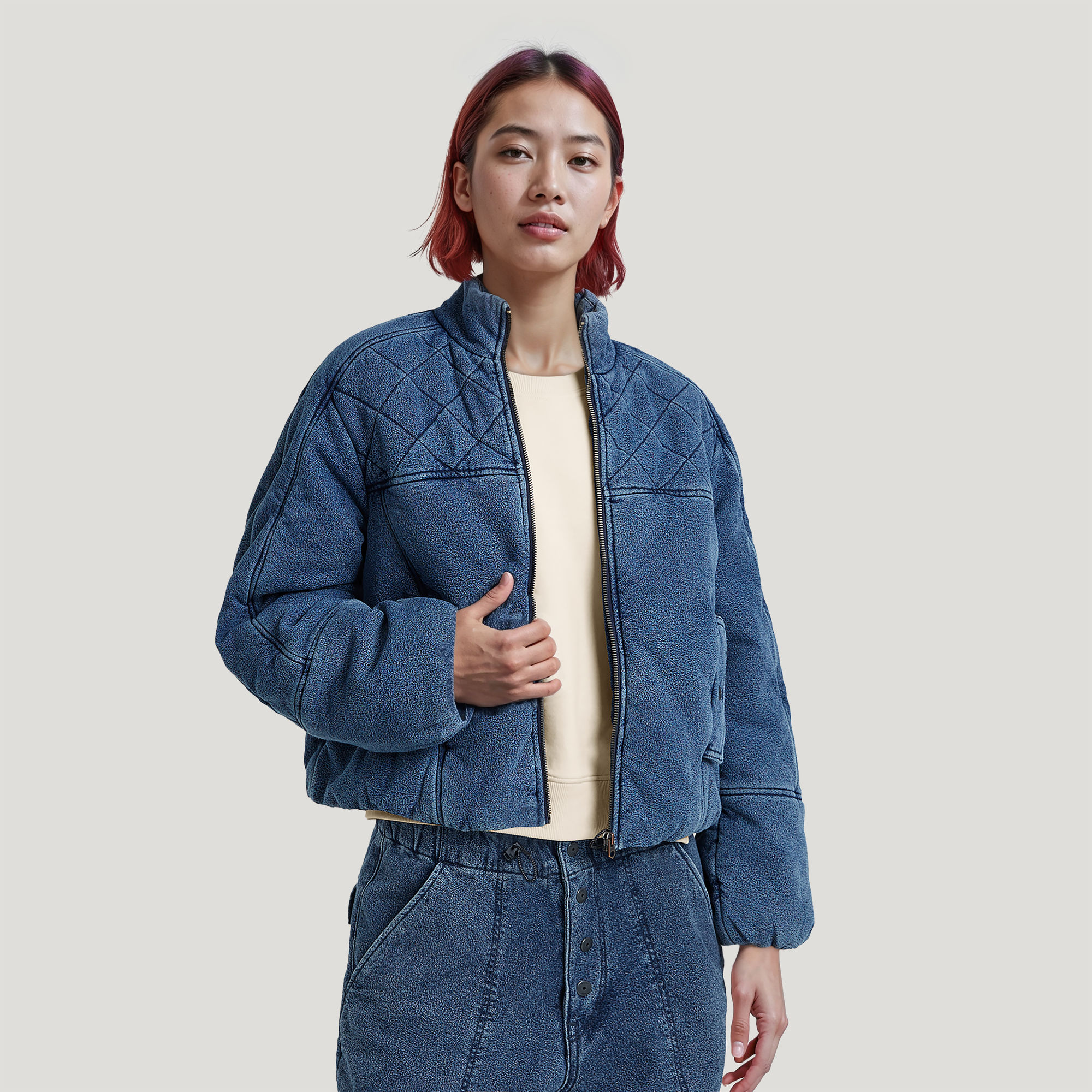 

Padded Cocoon Bomber - Medium blue - Women