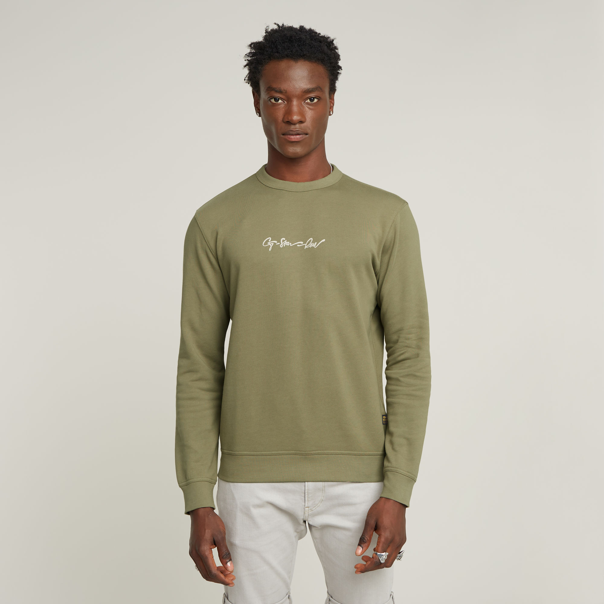 G-Star RAW G-Script Logo Sweater Groen Heren
