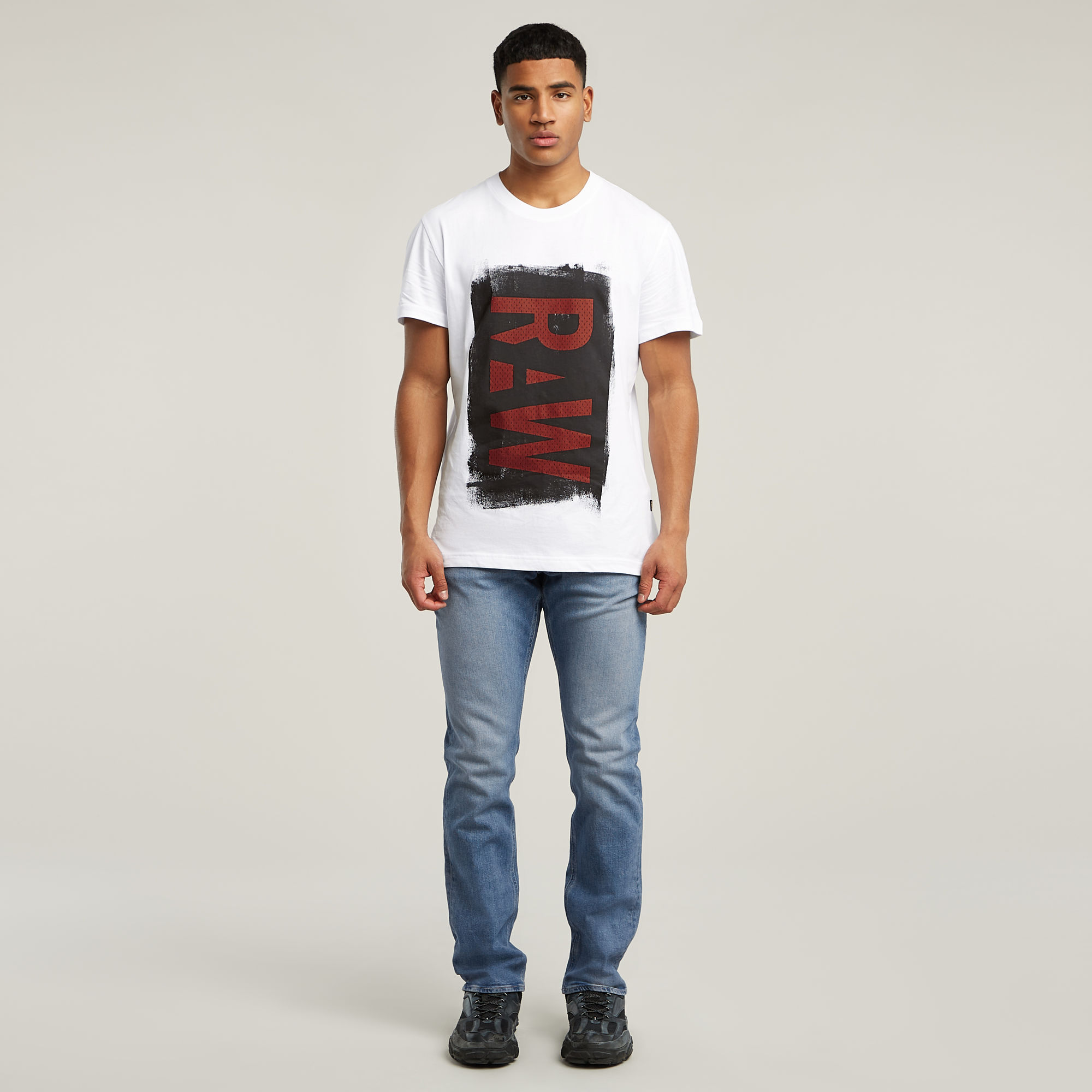 Thumbnail - Painted RAW Graphic T-Shirt - Weiß - Herren