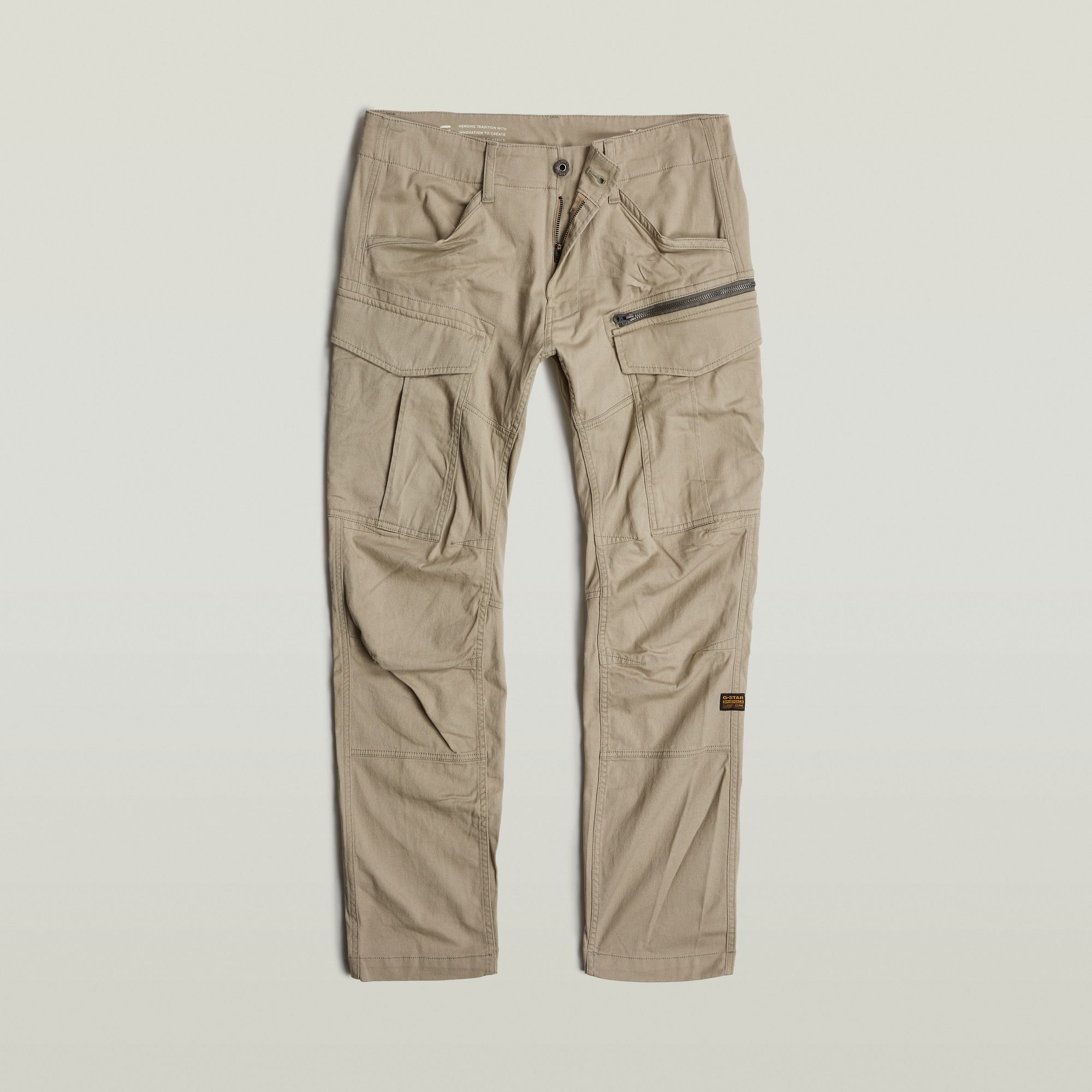 G-Star RAW Zip Cargobroek 3D Tapered Beige Heren