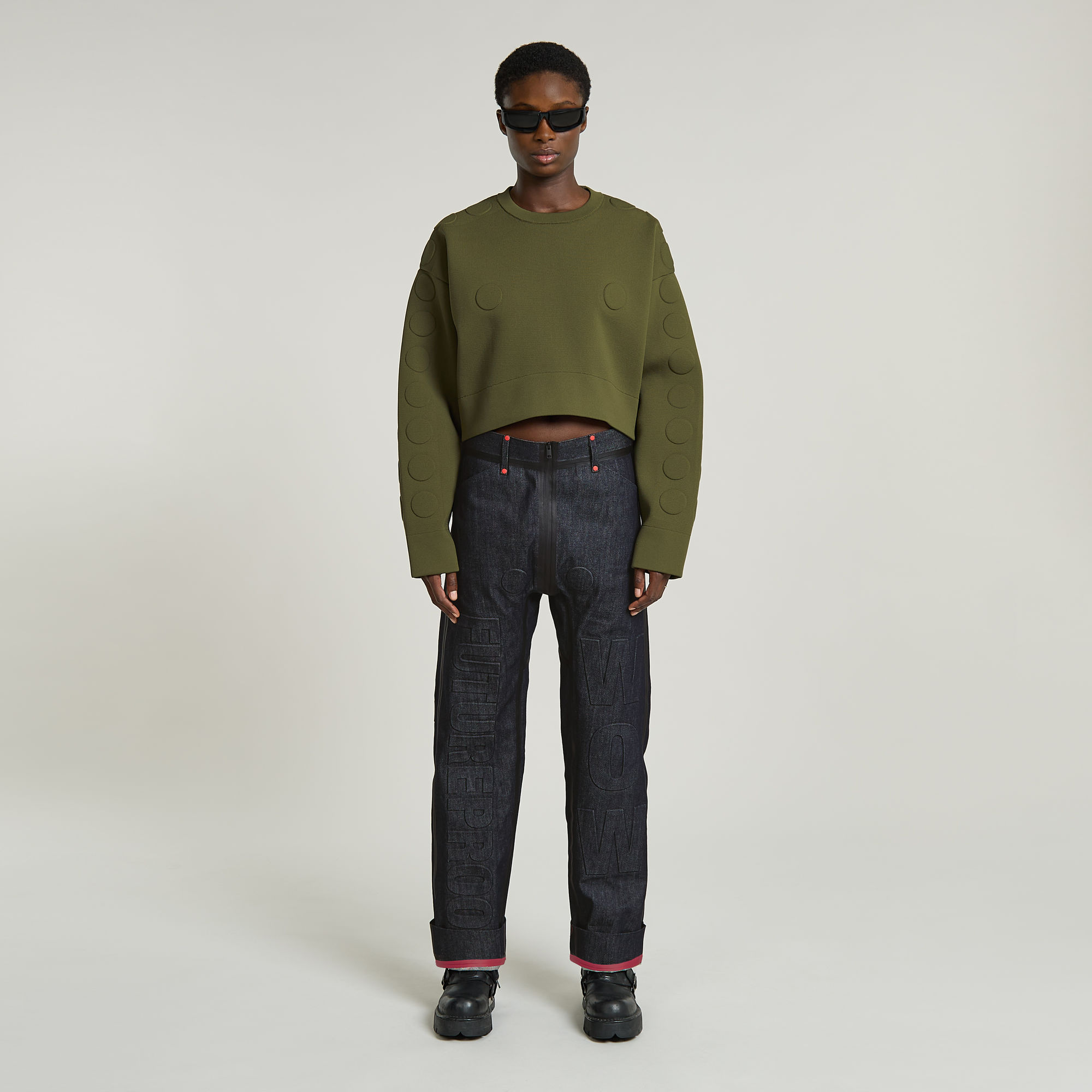 Thumbnail - WVB Unisex Cropped Crewneck - Grün - Herren