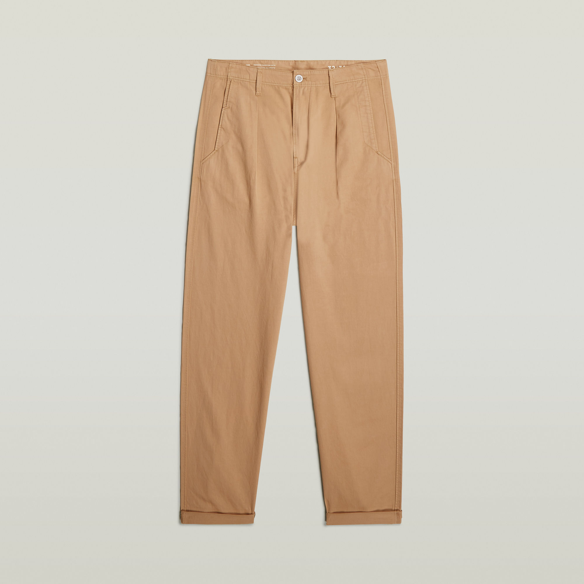 G-Star RAW Pleated Chino Relaxed Tapered Bruin Heren