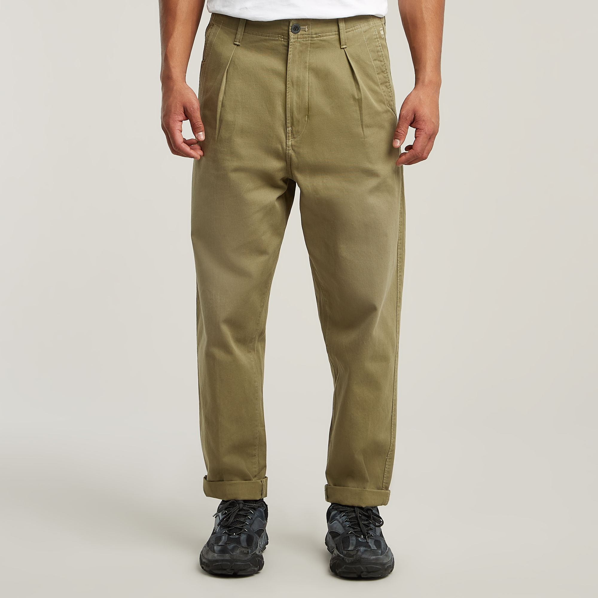 Pleated Chino Relaxed - Grün - Herren