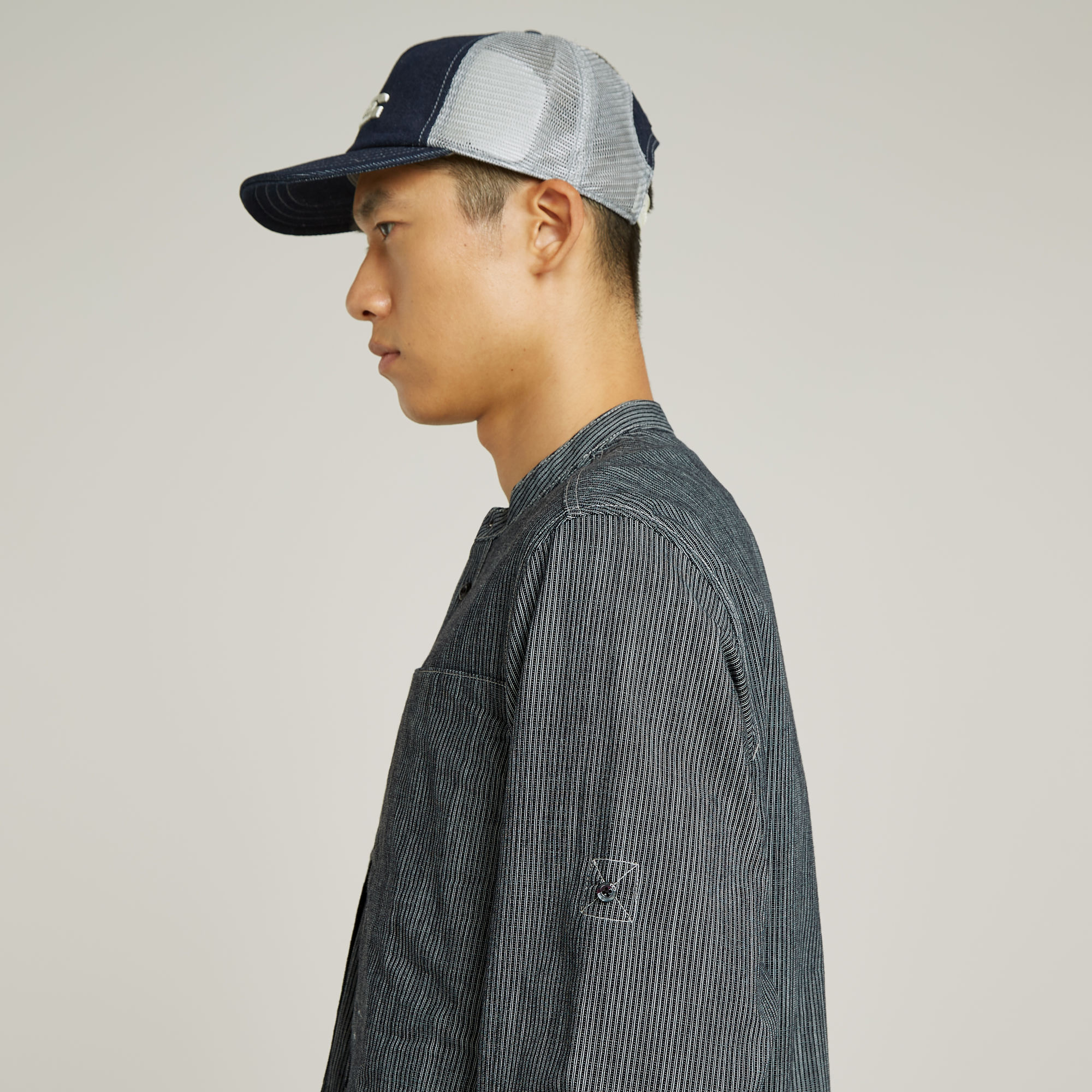 G-Star RAW Stand Collar Rollup Relaxed Shirt Donkerblauw Heren