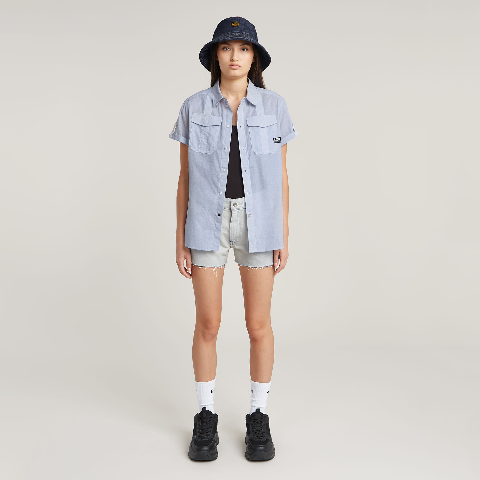 G-Star RAW True Short Raw Edge Lichtblauw Dames