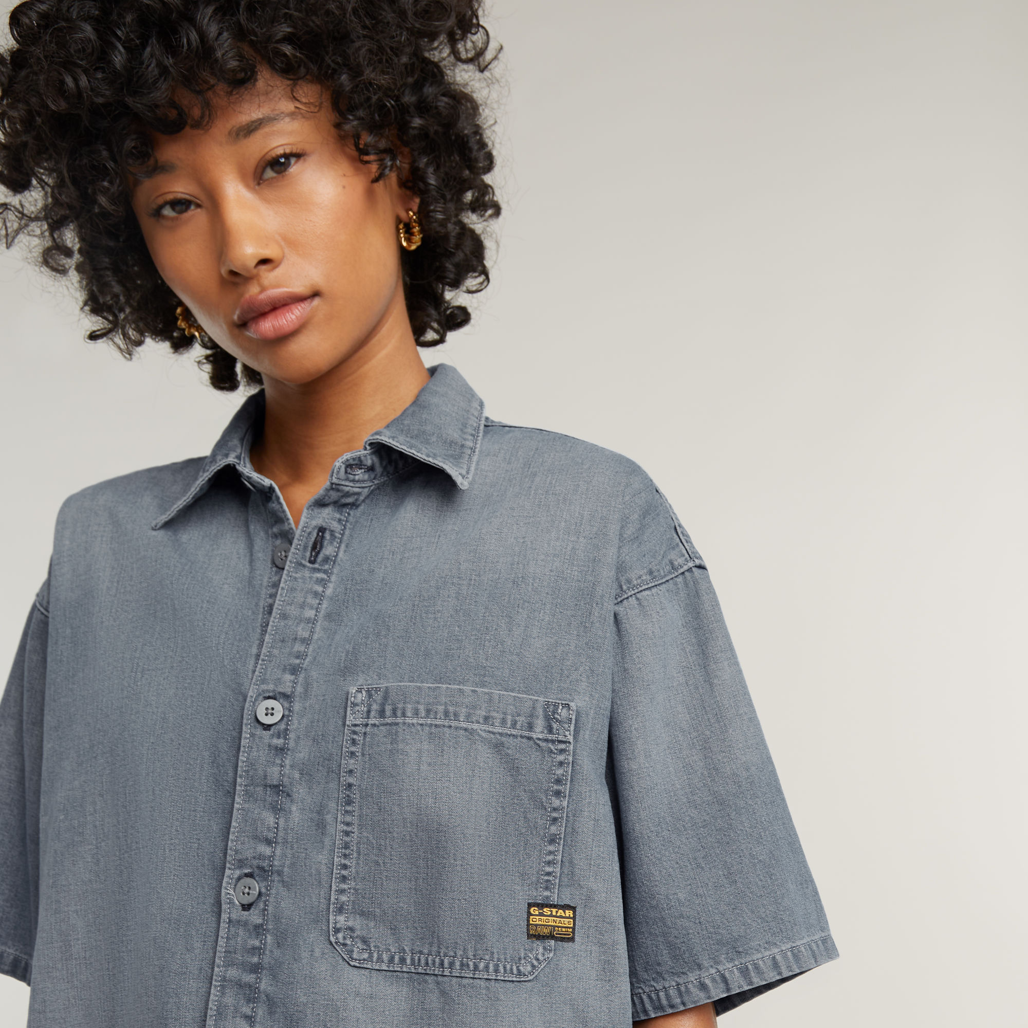 G-Star RAW Relaxed Shirt Midden blauw Dames