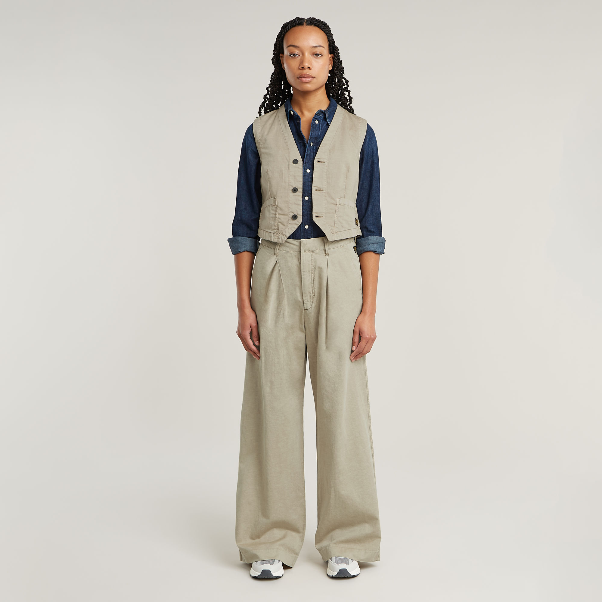 G-Star RAW Fluid Wide Leg Broek Beige Dames