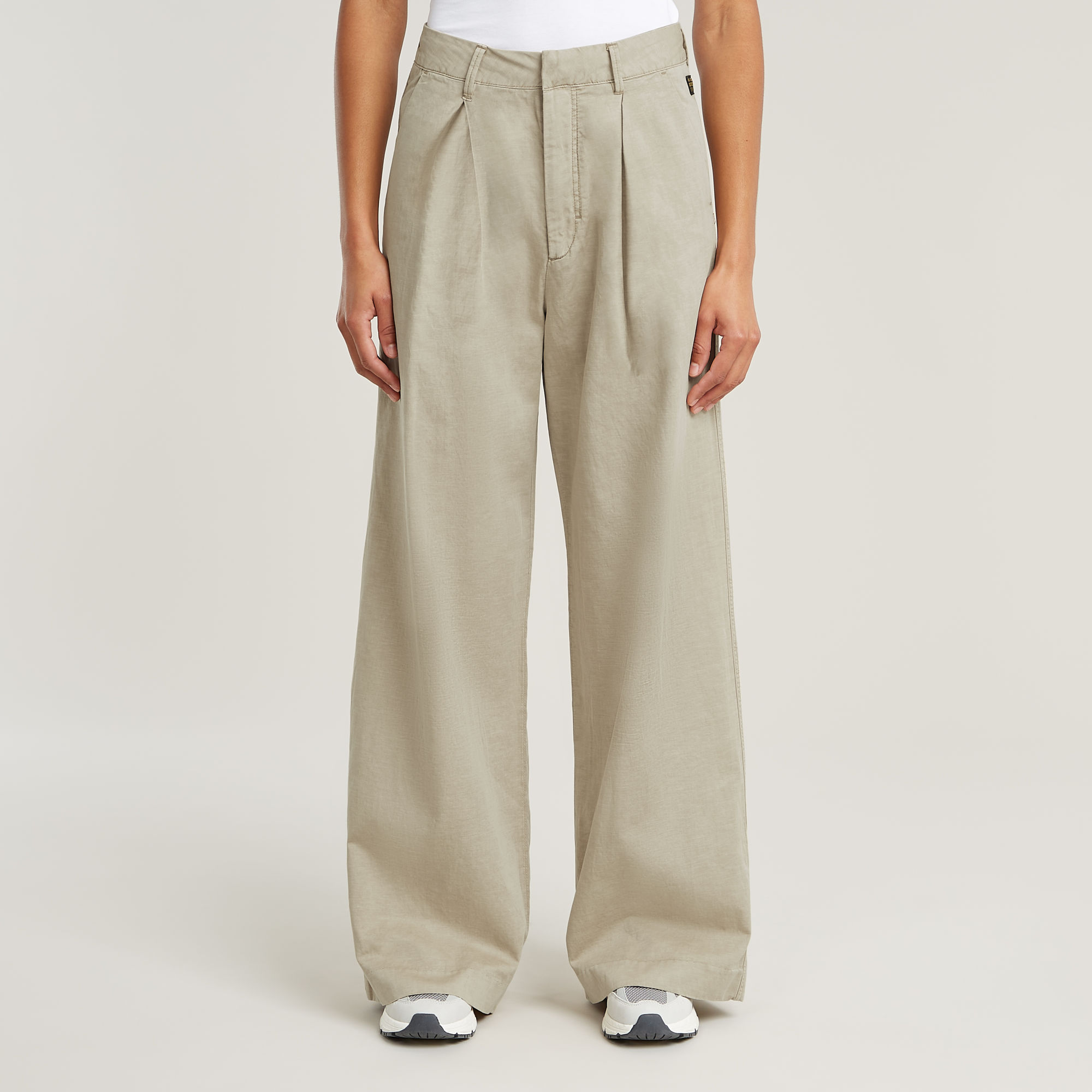

Fluid Wide Leg Pants - Beige - Women