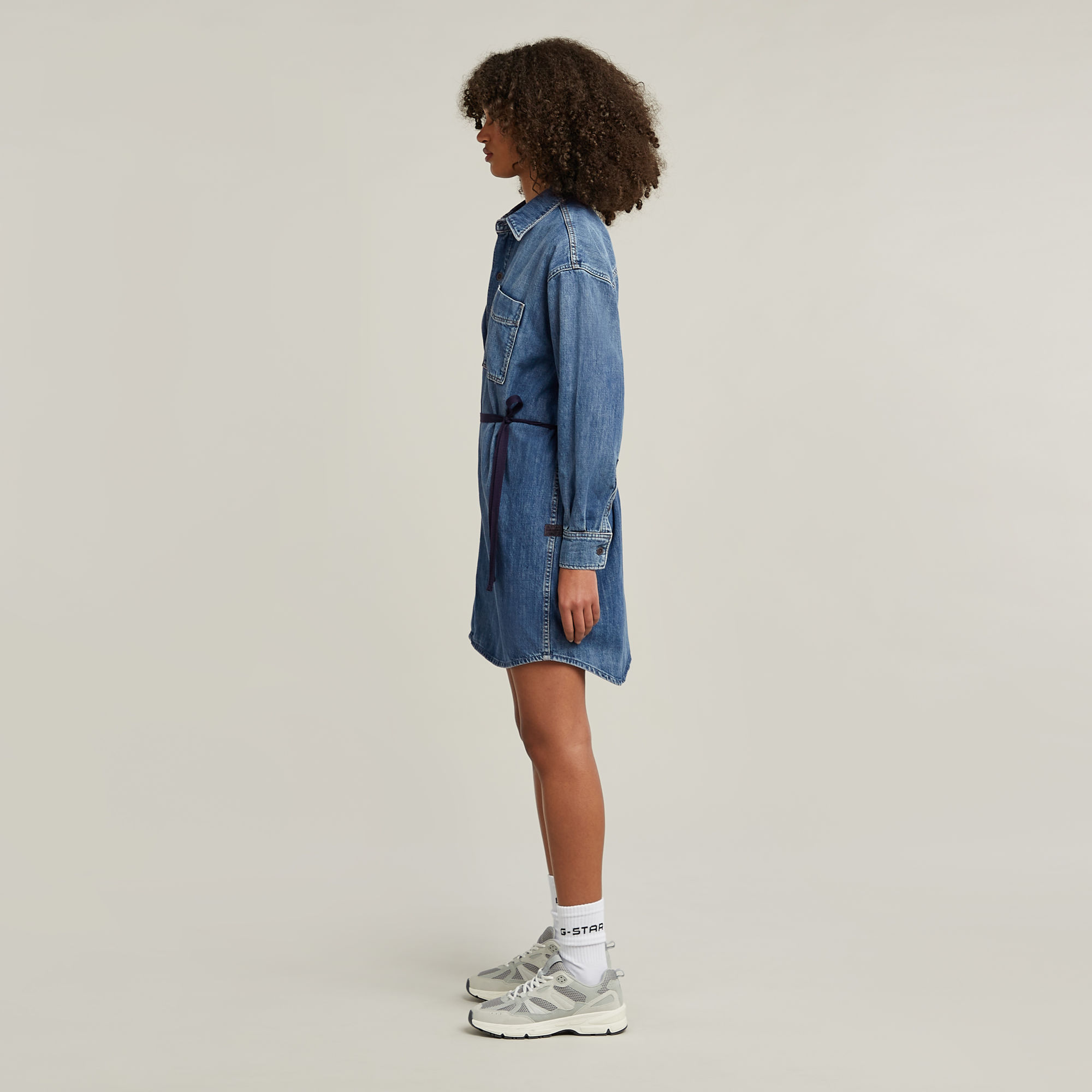G-Star RAW Belted Oversized Spijkerjurk Midden blauw Dames