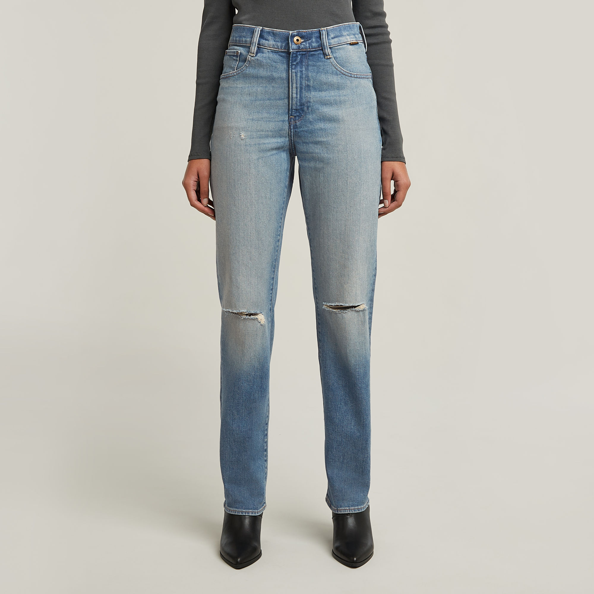 

Viktoria High Straight Jeans - Midden blauw - Dames