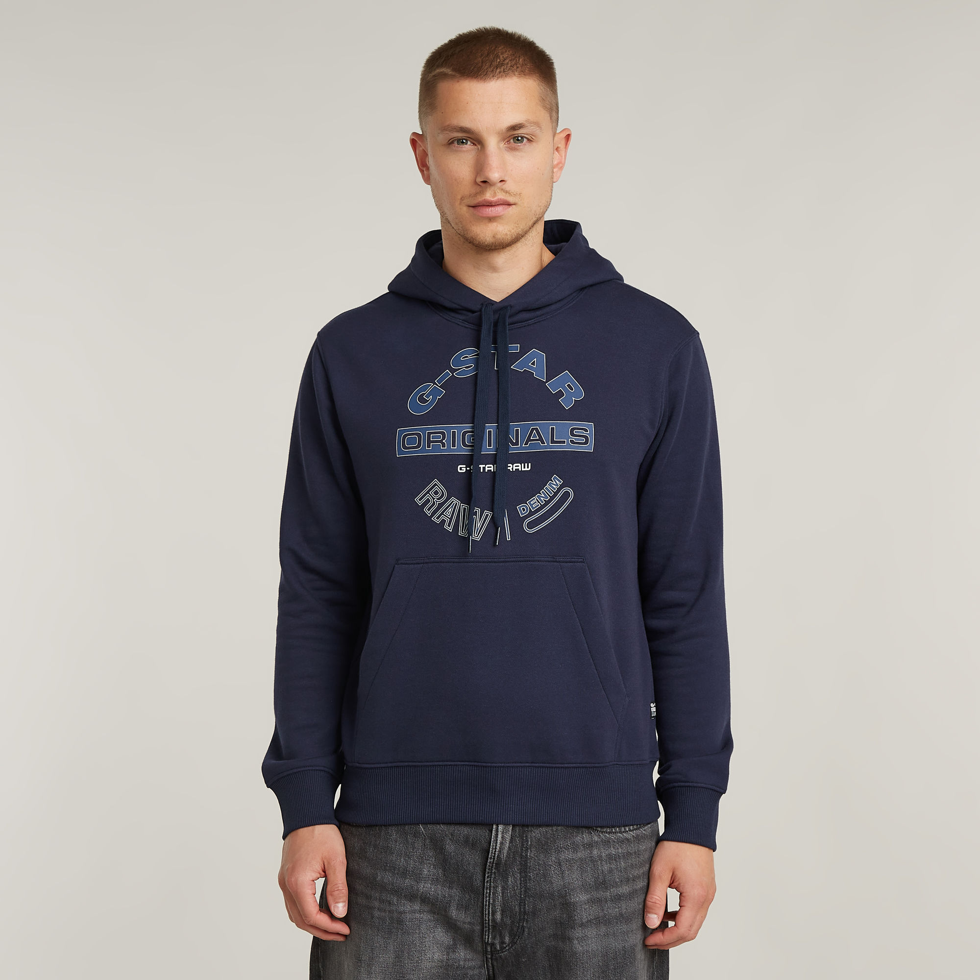 G-Star RAW Originals Logo Hoodie Donkerblauw Heren