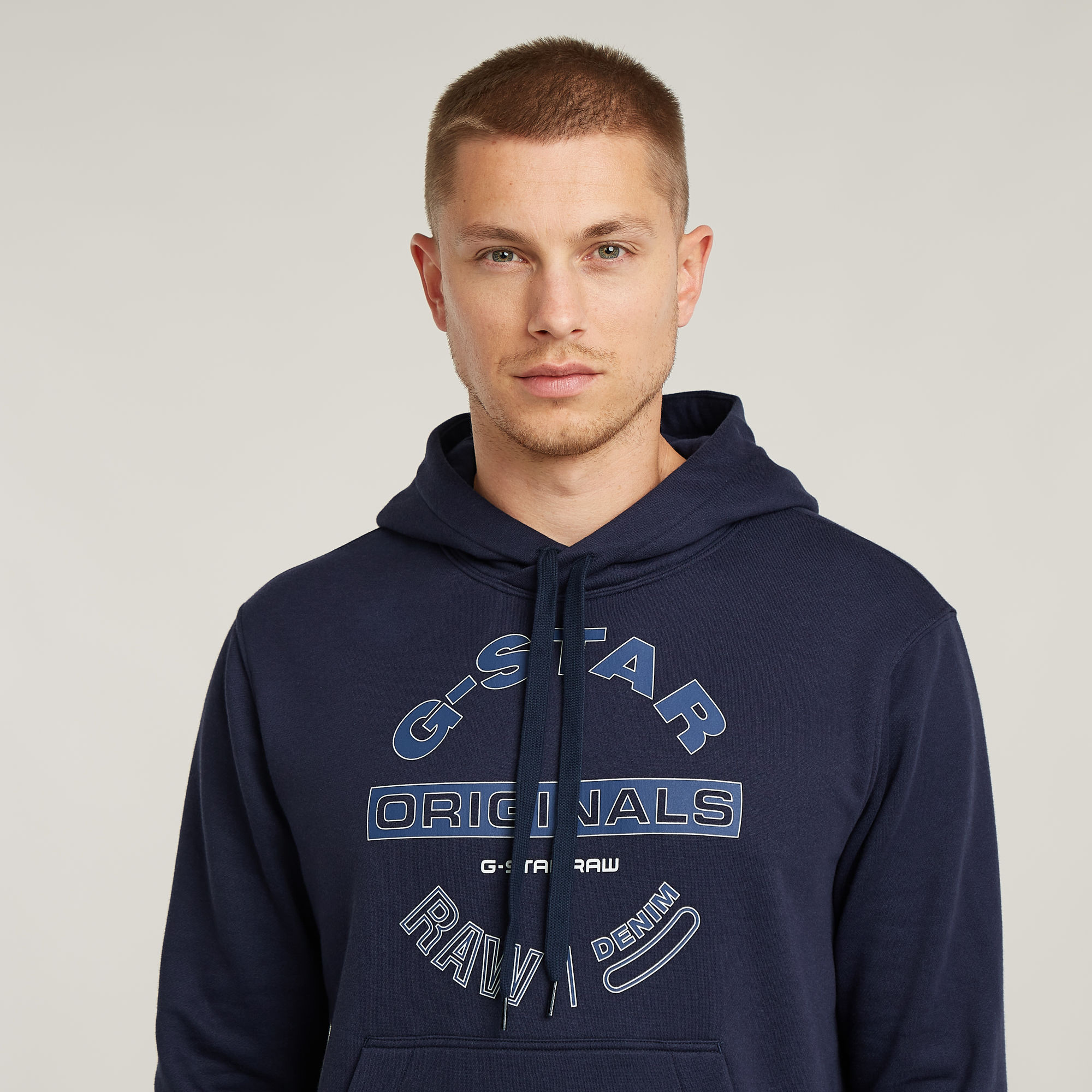 G-Star RAW Originals Logo Hoodie Donkerblauw Heren