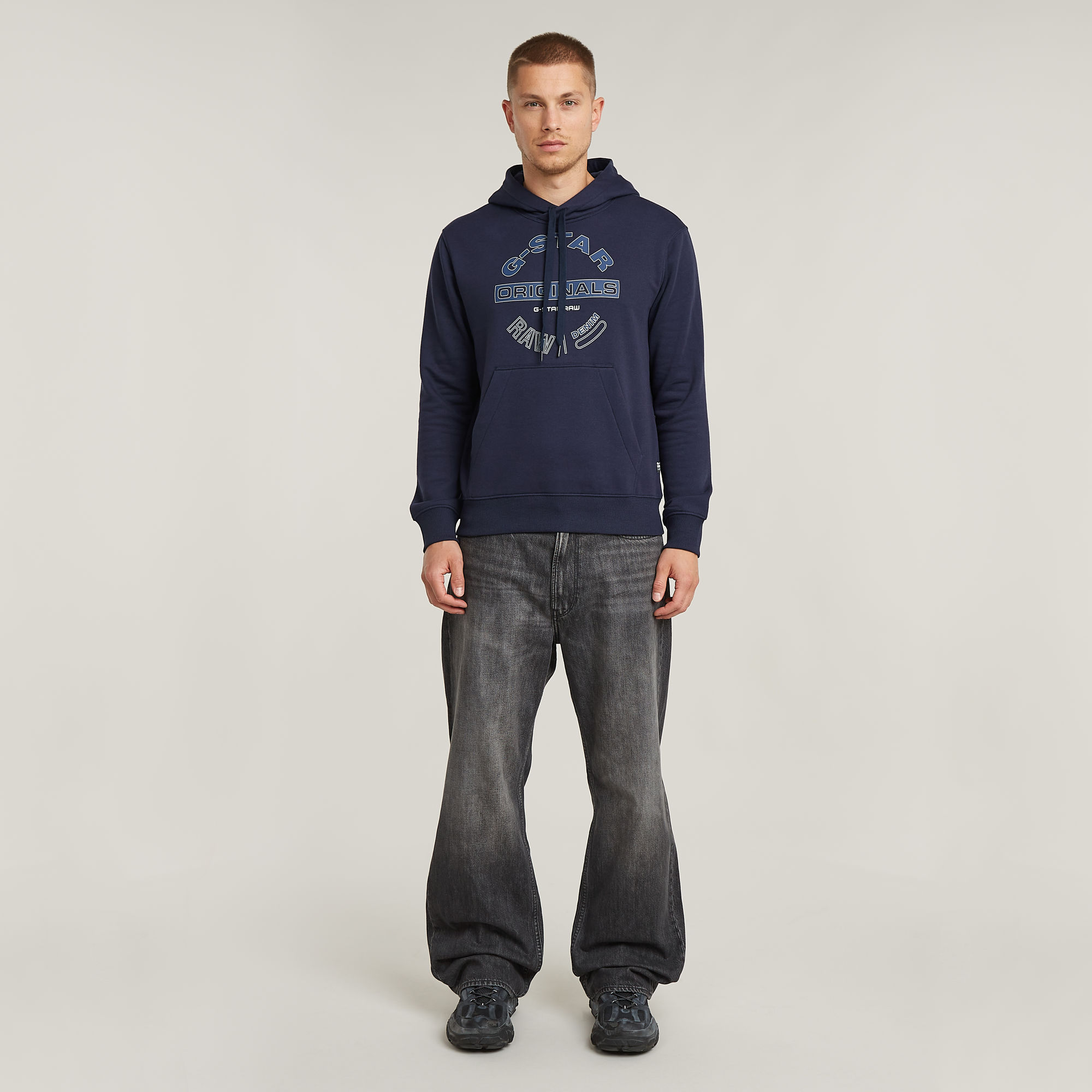 G-Star RAW Originals Logo Hoodie Donkerblauw Heren
