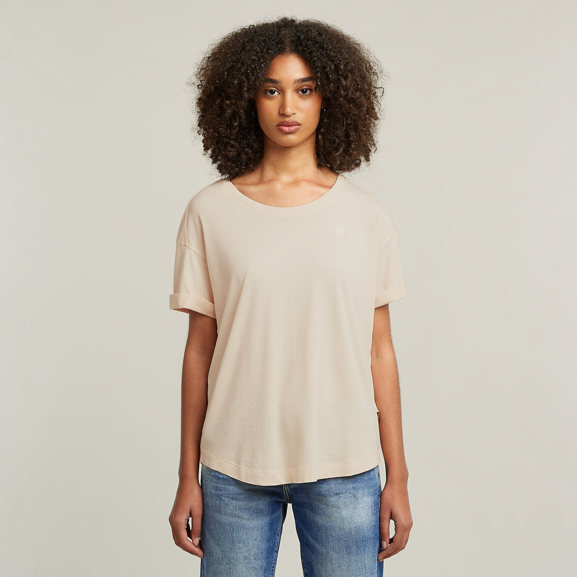 

Rolled Up Sleeve Boyfriend Top - Pink - Women