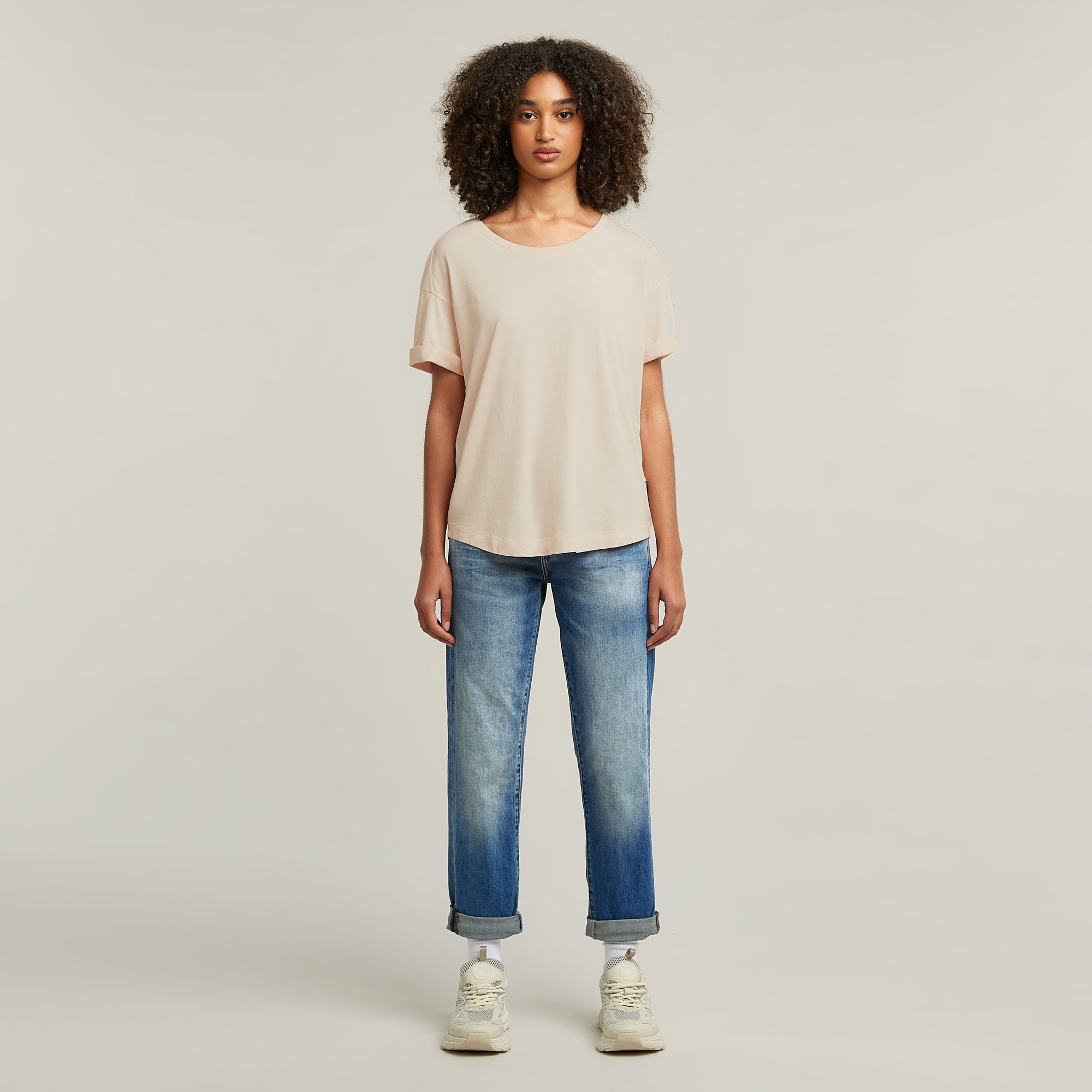 G-Star RAW Rolled Up Sleeve Boyfriend Top Roze Dames