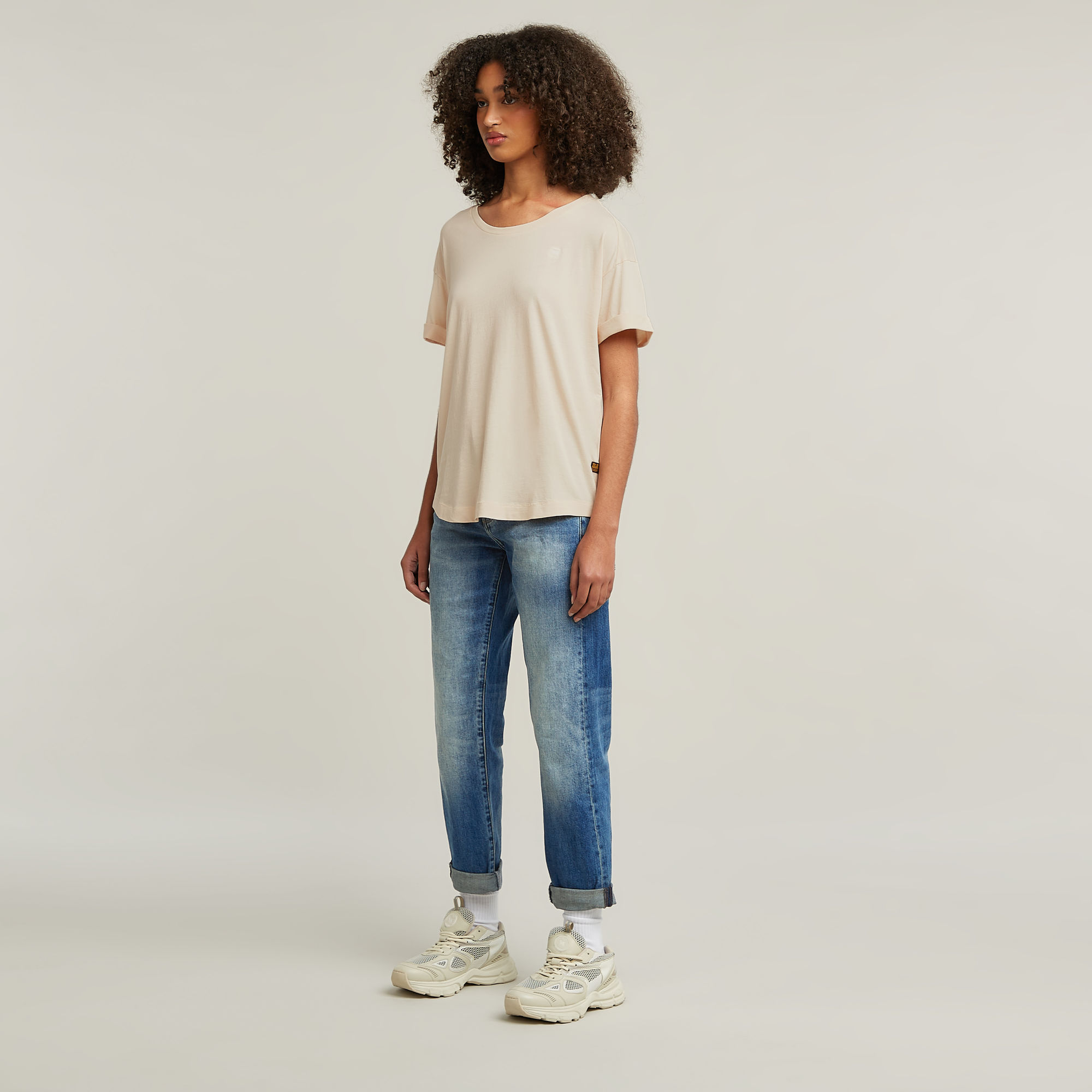 G-Star RAW Rolled Up Sleeve Boyfriend Top Roze Dames