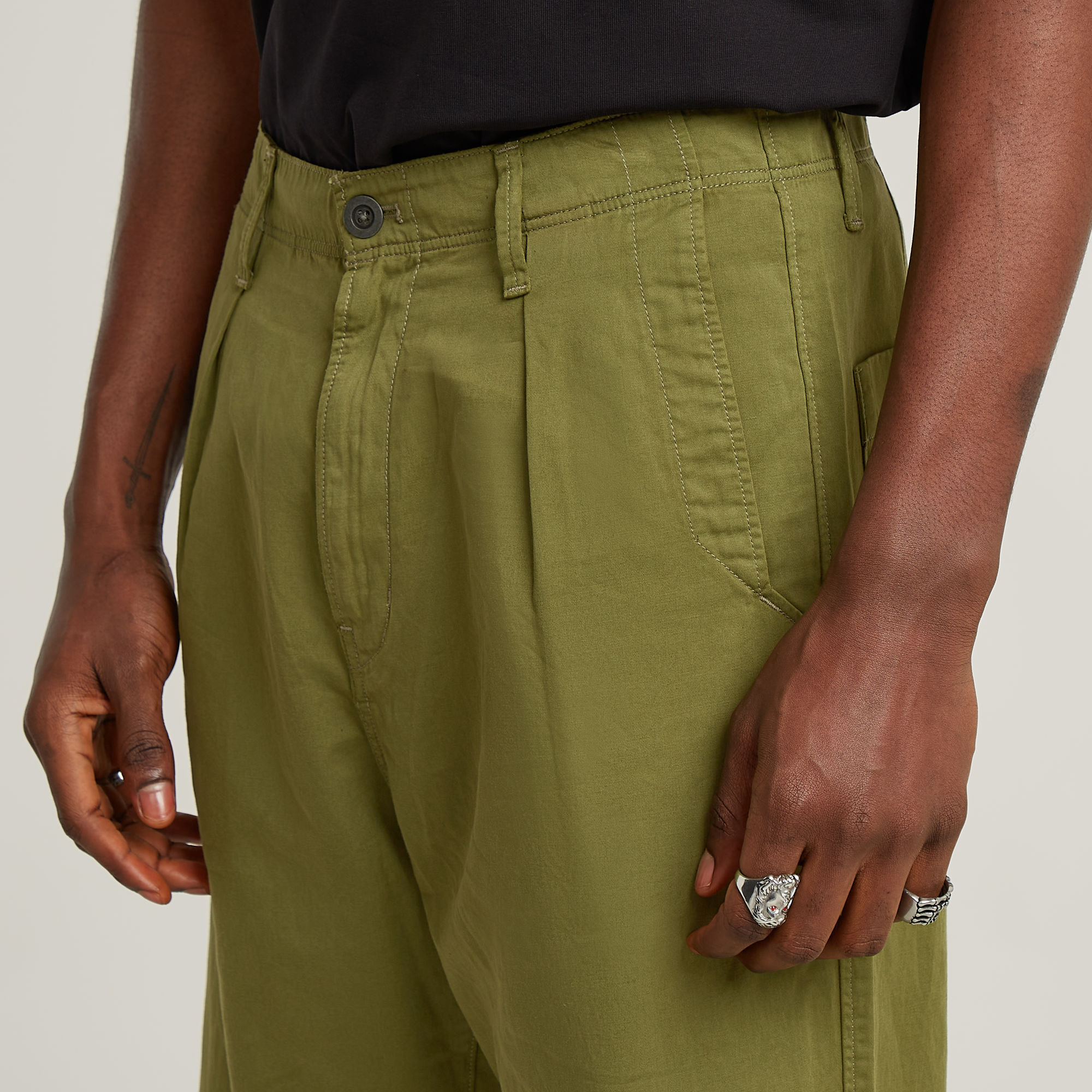 G-Star RAW Pleated Chino Relaxed Tapered Jeans Groen Heren