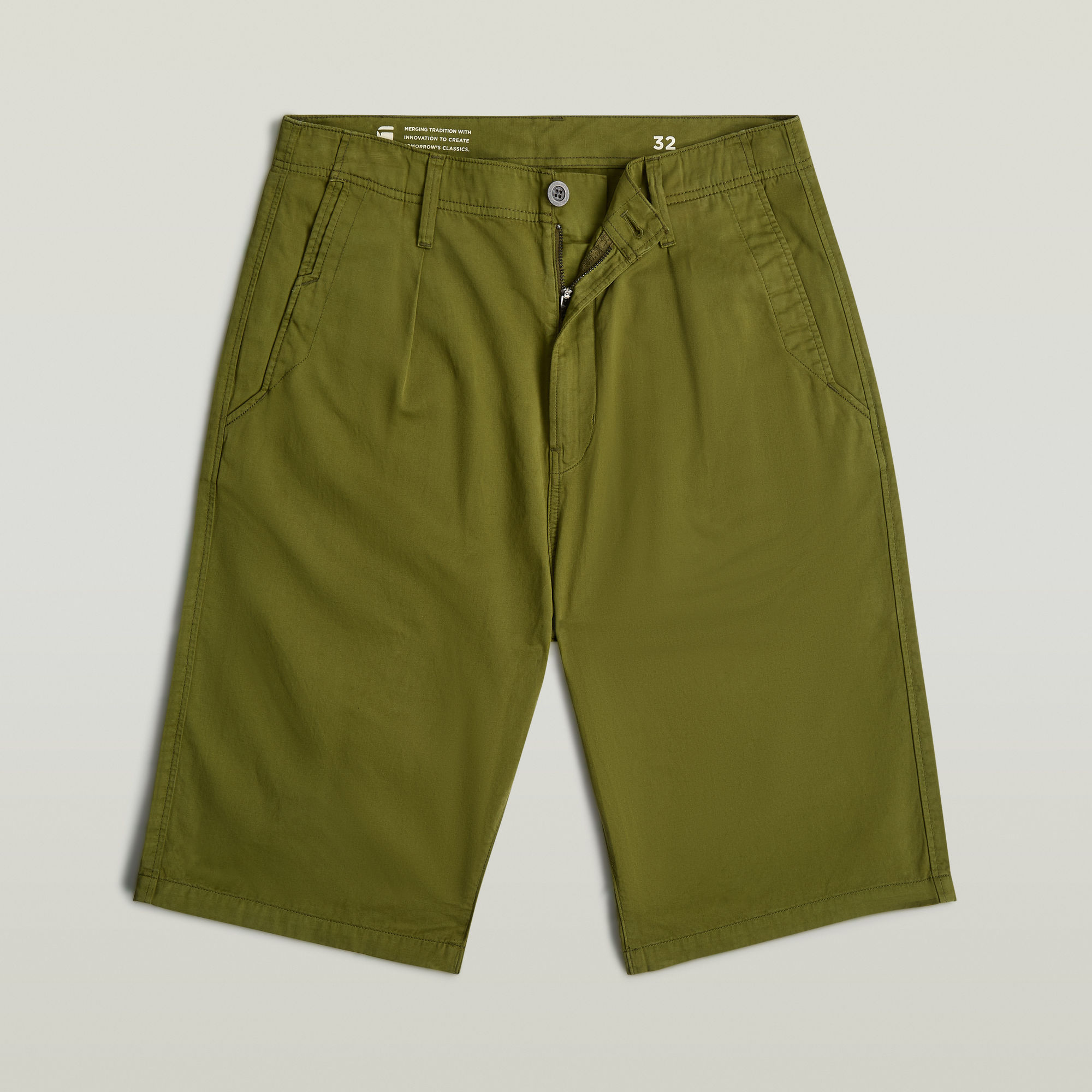 Thumbnail - Pleated Chino Shorts - Grün - Herren