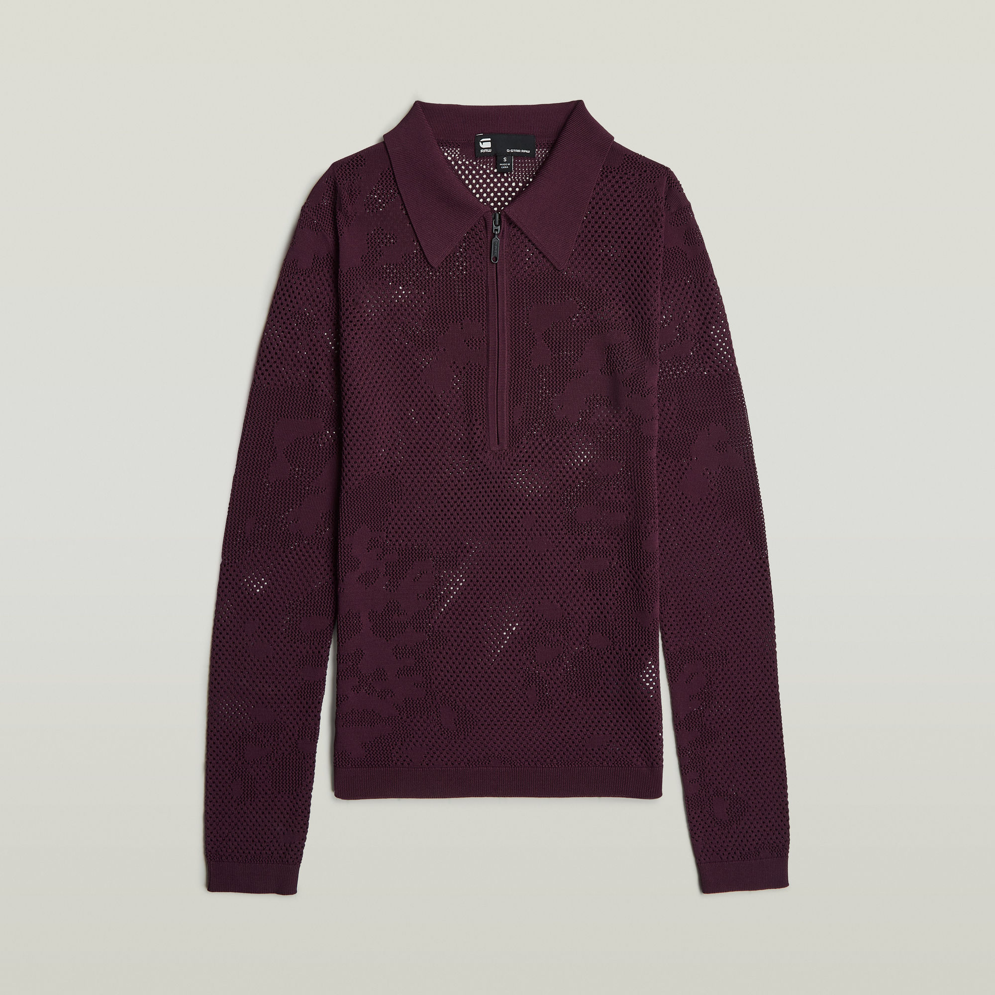 Thumbnail - Pointelle Slim Polo Knit - Rot - Damen