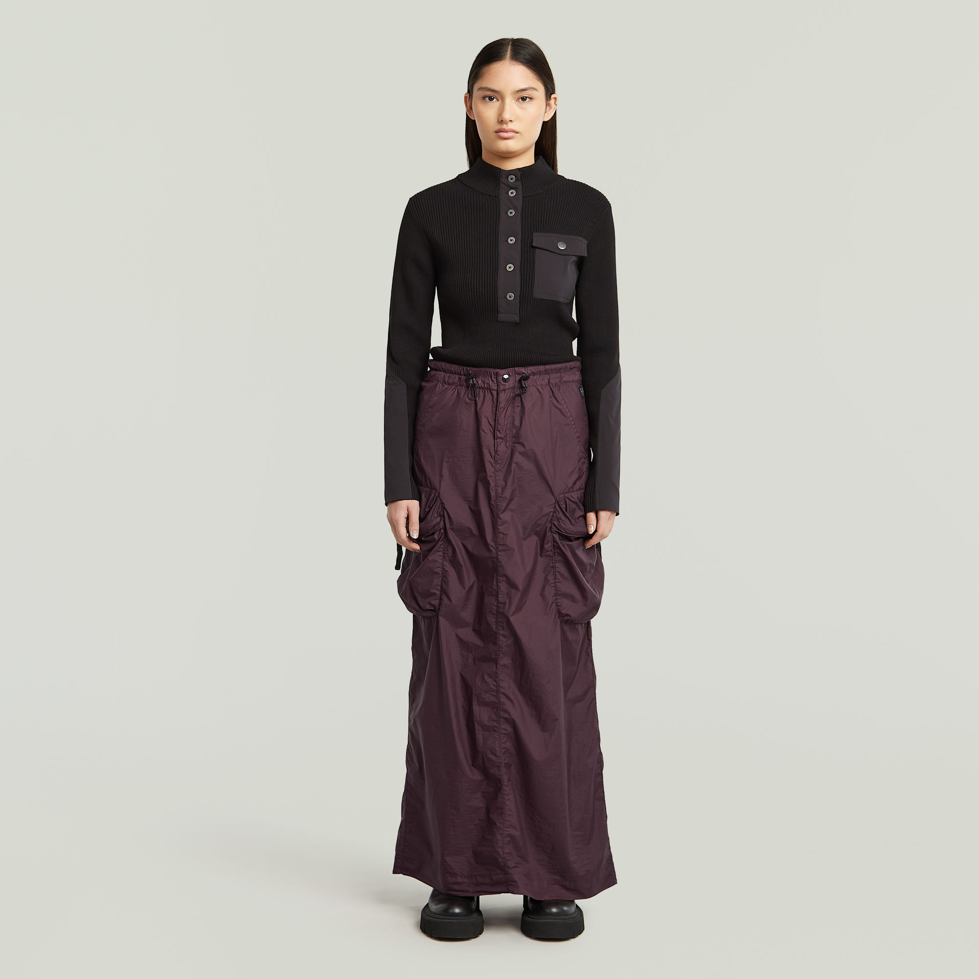 Thumbnail - Cargo Long Skirt - Lila - Damen