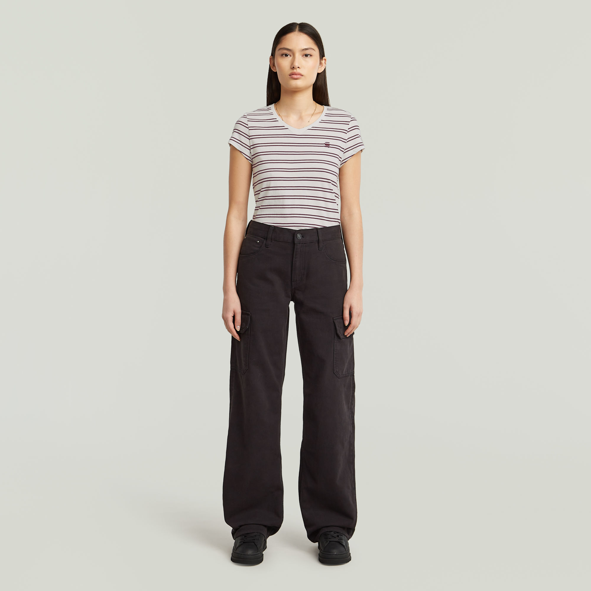 Thumbnail - Stripe Eyben Slim V T-Shirt 2.0 - Mehrfarbig - Damen