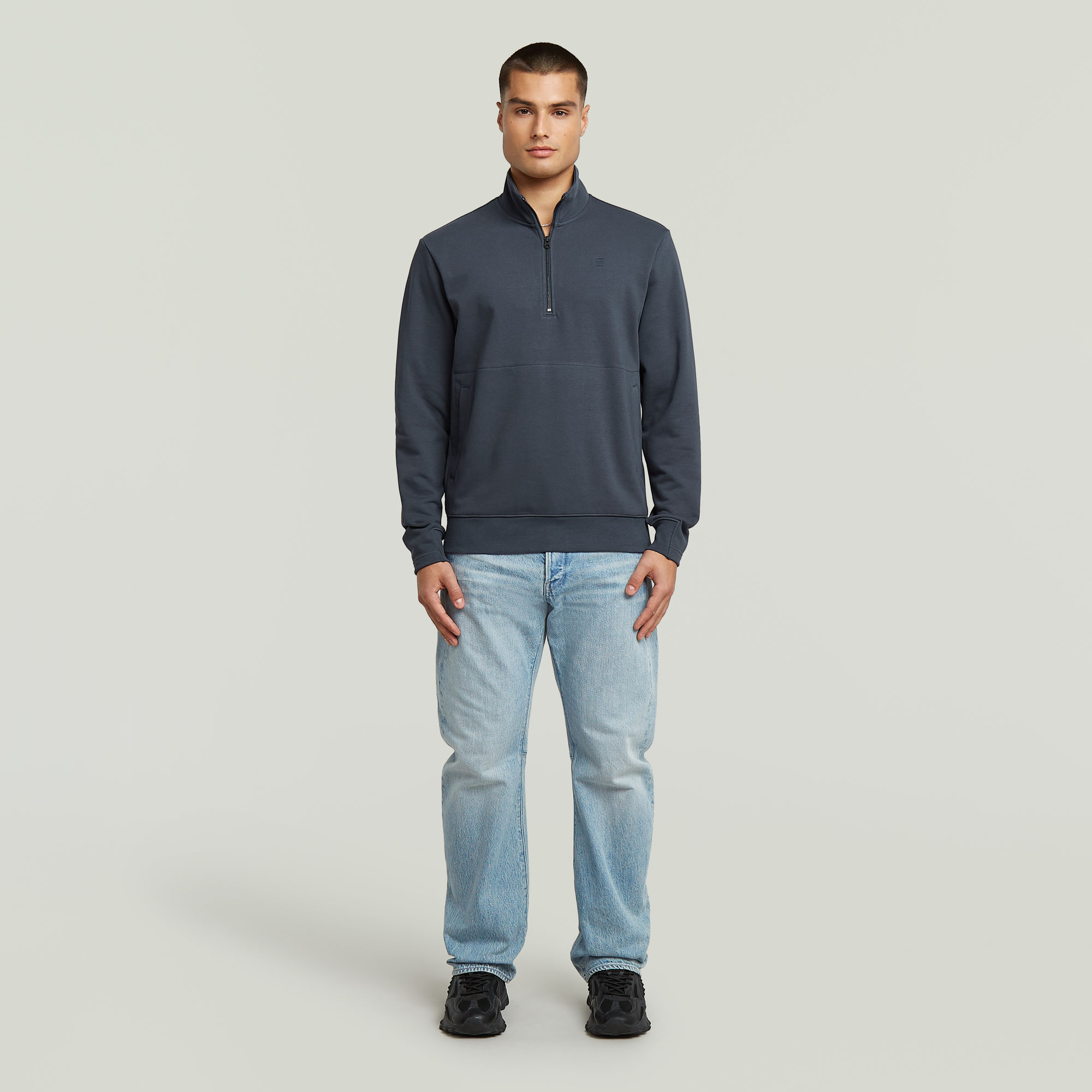 Thumbnail - Nifous Half Zip Sweater - Dunkelblau - Herren