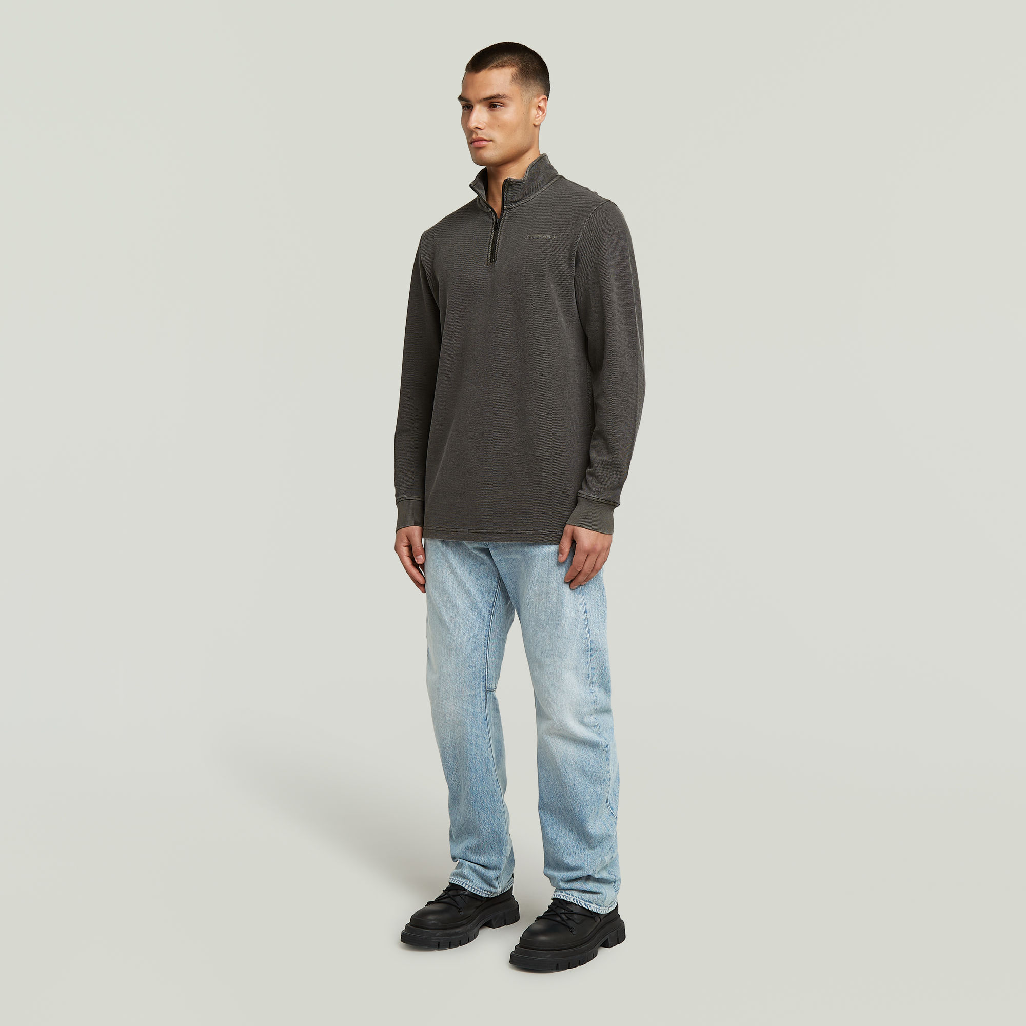 G-Star RAW Overdyed Half Zip Tweeter Grijs Heren