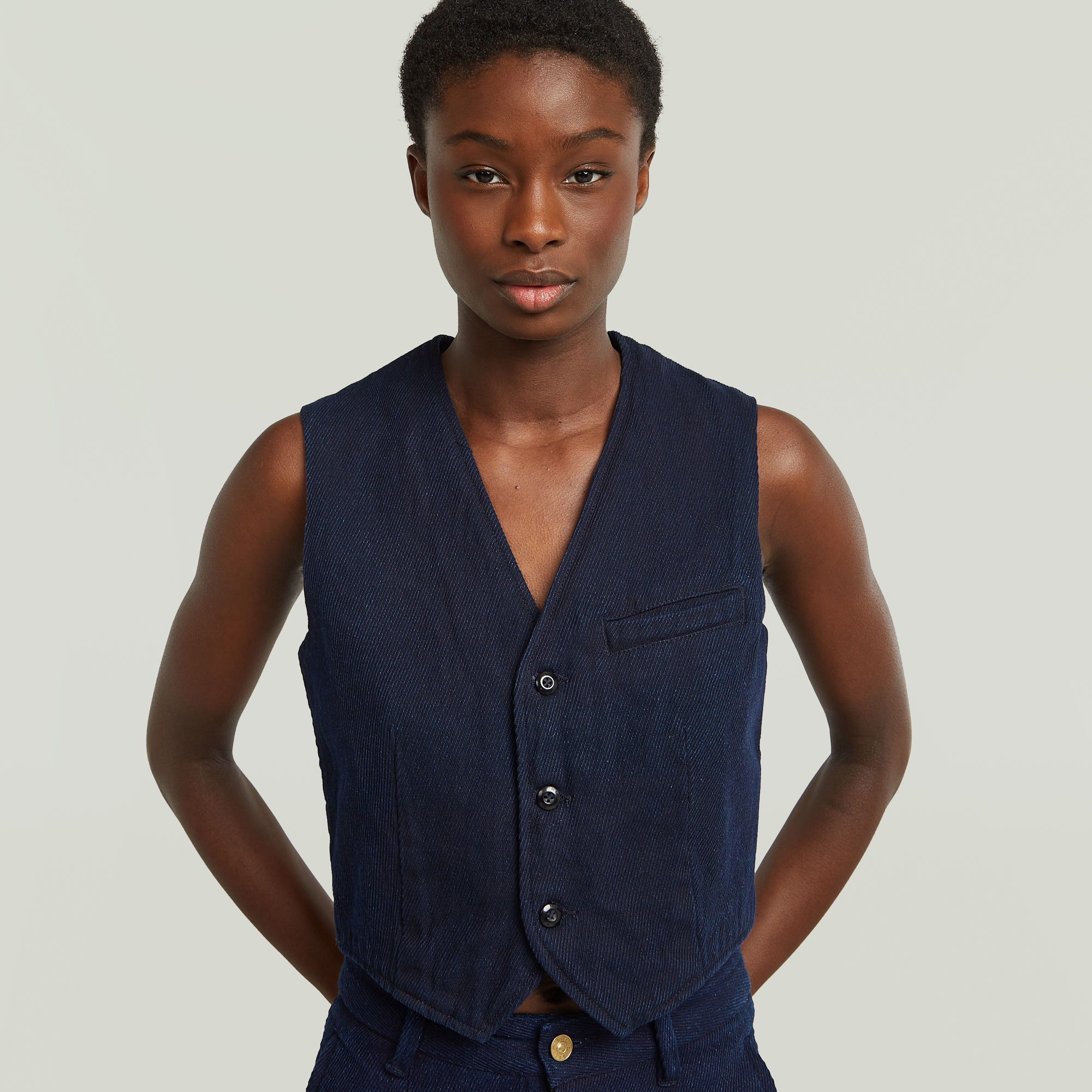 G-Star RAW Denim Gilet Donkerblauw Dames