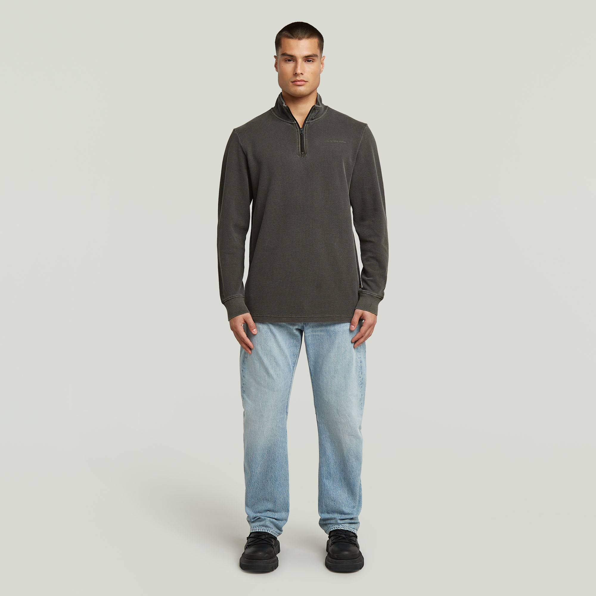 G-Star RAW Overdyed Half Zip Tweeter Grijs Heren