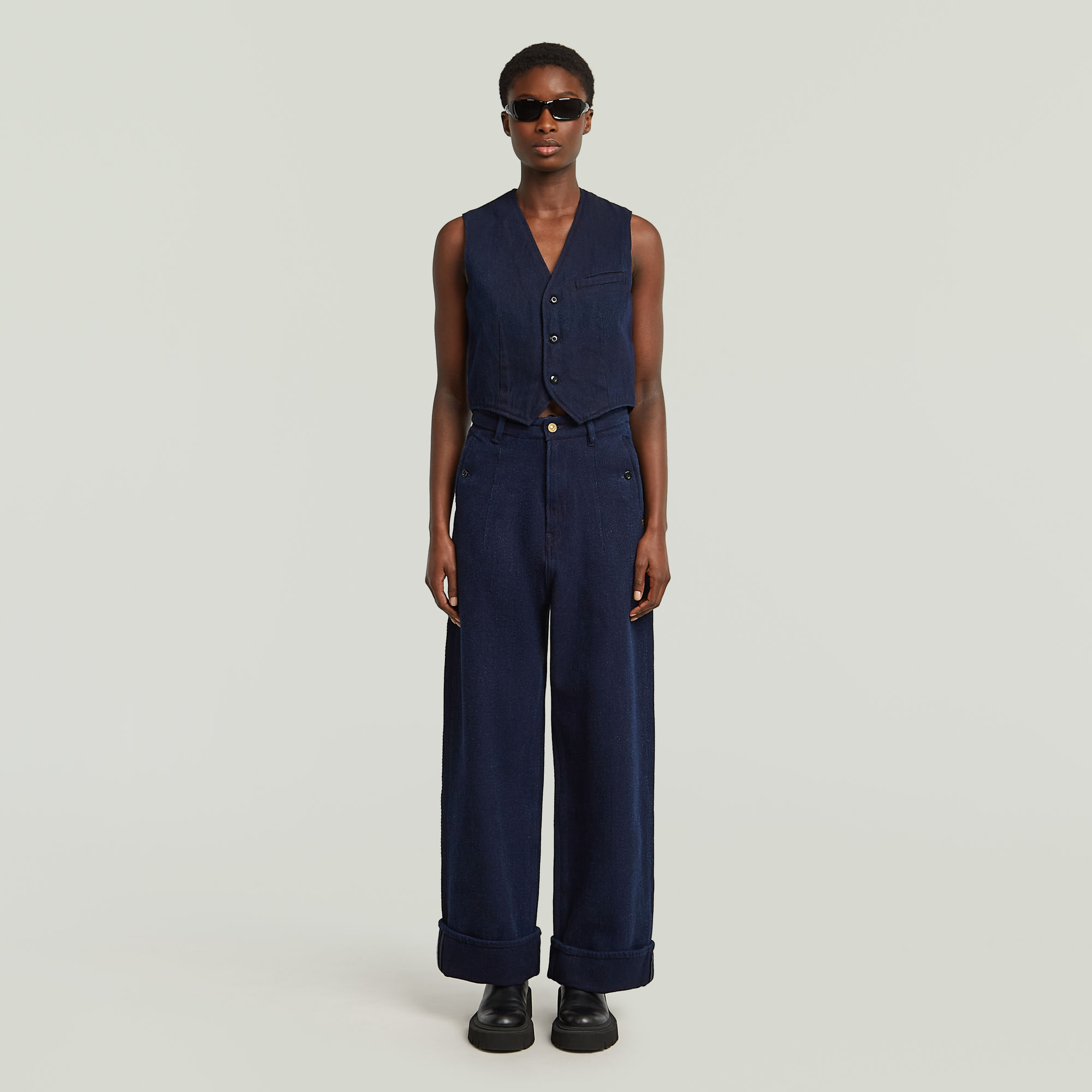 G-Star RAW Denim Gilet Donkerblauw Dames