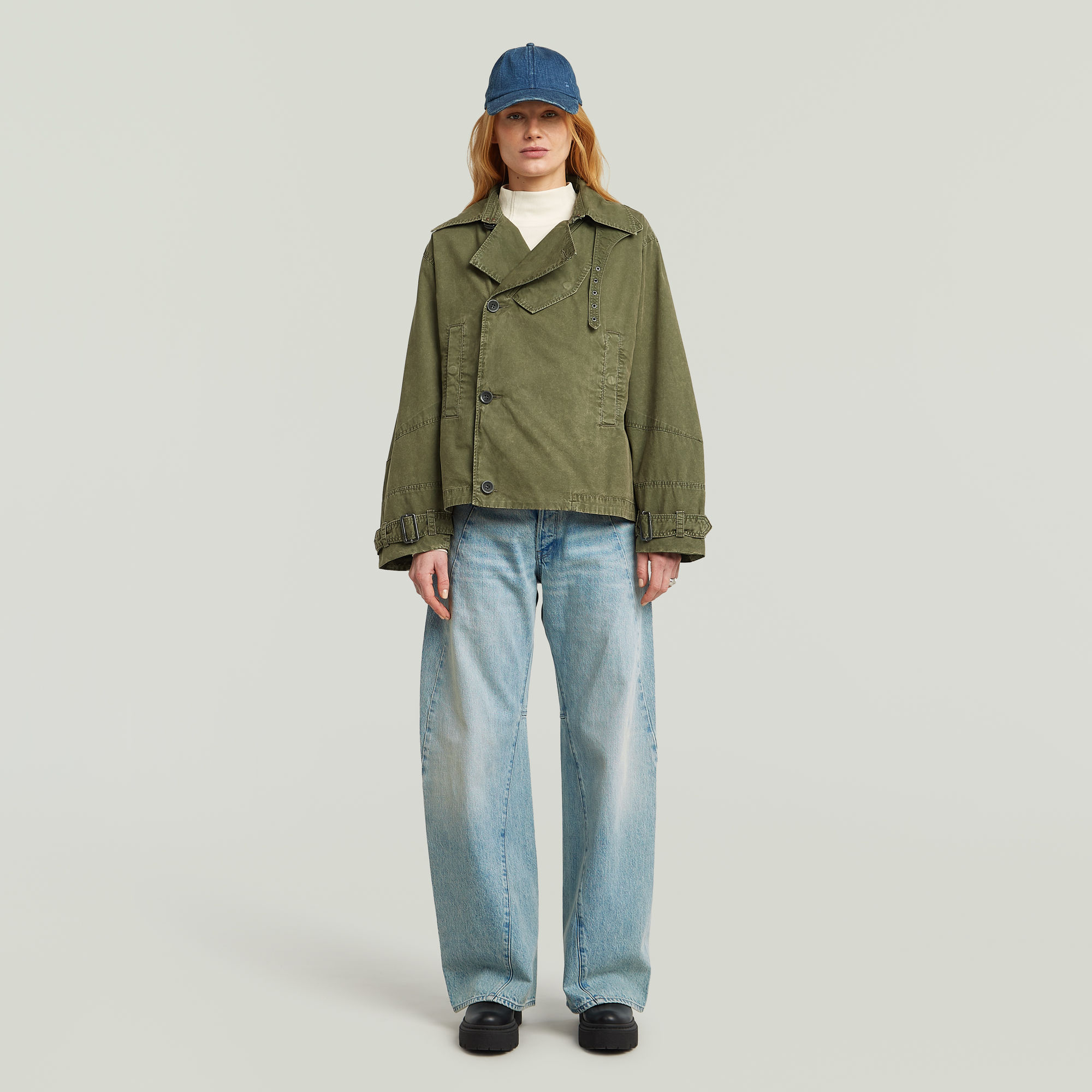 G-Star RAW Oversized Short Trenchcoat Groen Dames
