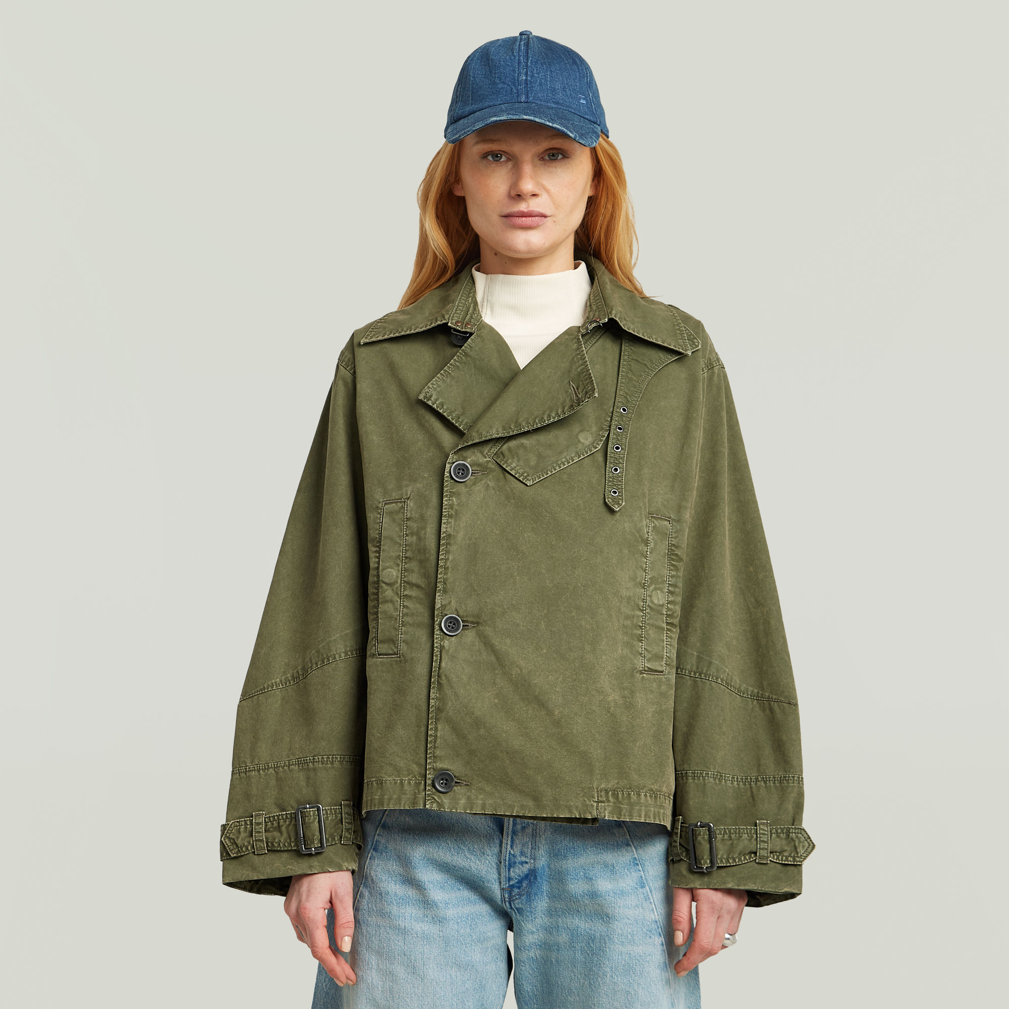 G-Star RAW Oversized Short Trenchcoat Groen Dames