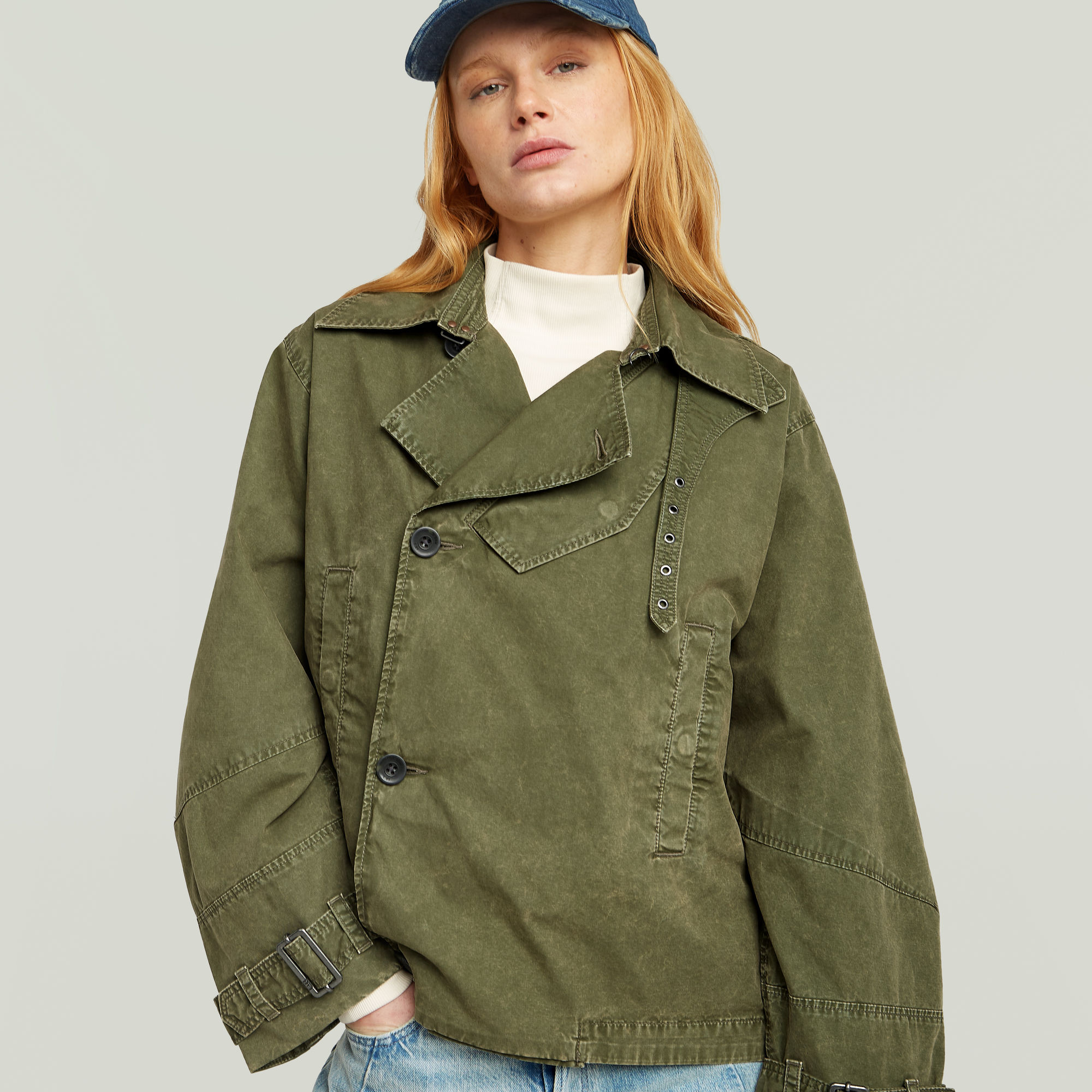 G-Star RAW Oversized Short Trenchcoat Groen Dames