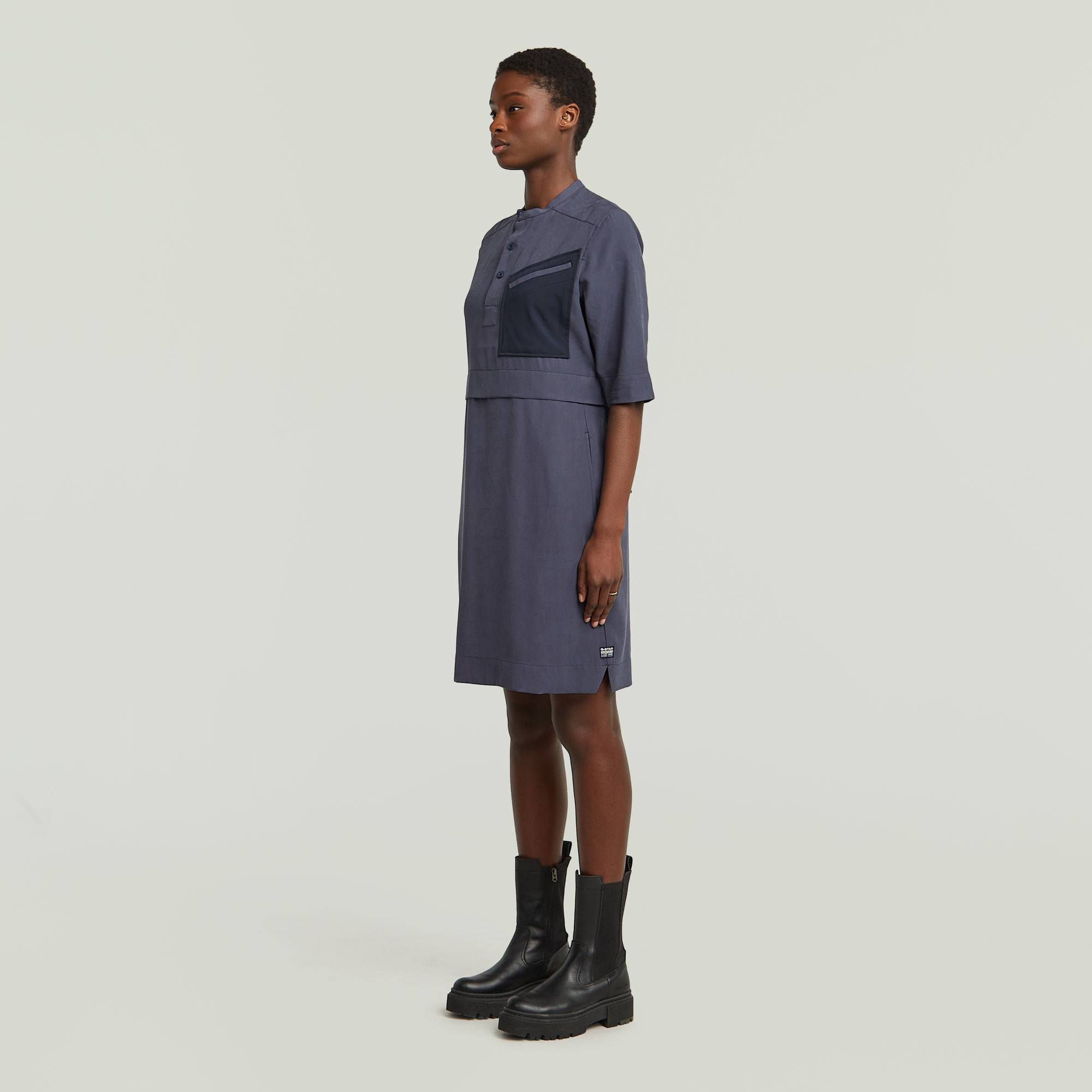 G-Star RAW Half Placket Overhemdjurk Donkerblauw Dames