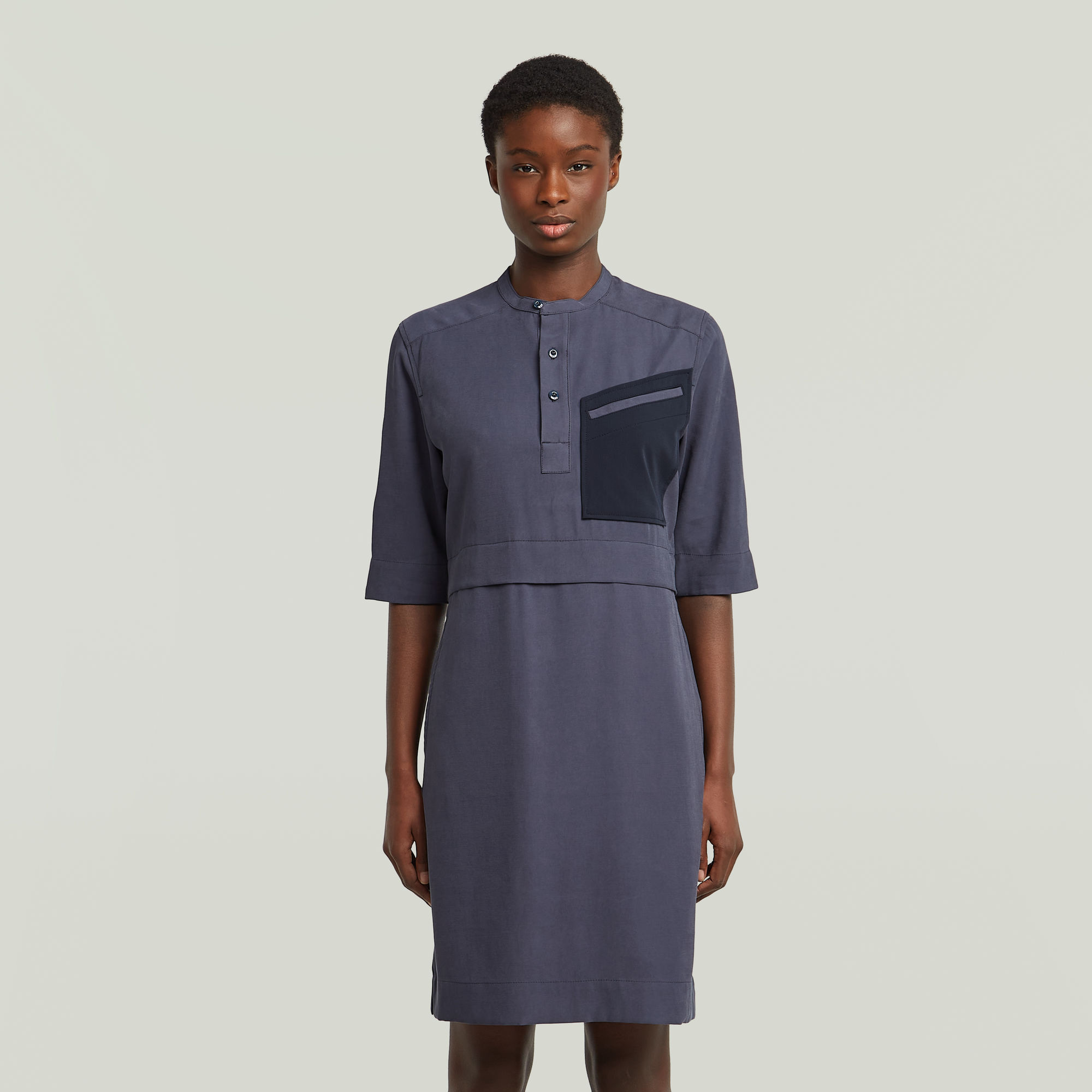 G-Star RAW Half Placket Overhemdjurk Donkerblauw Dames