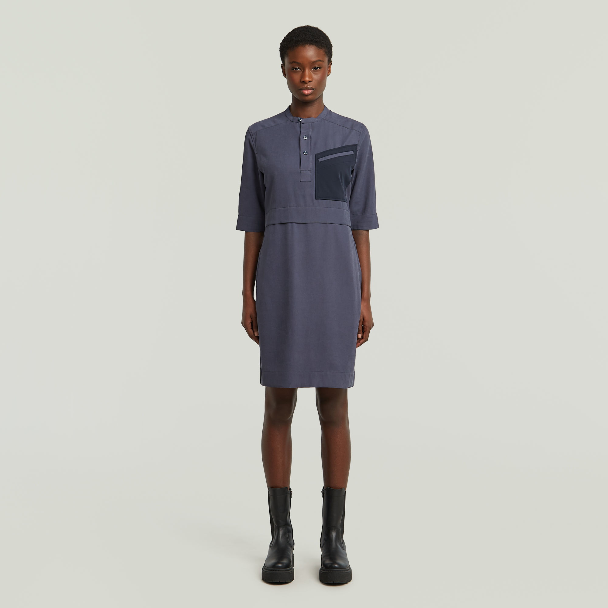 G-Star RAW Half Placket Overhemdjurk Donkerblauw Dames