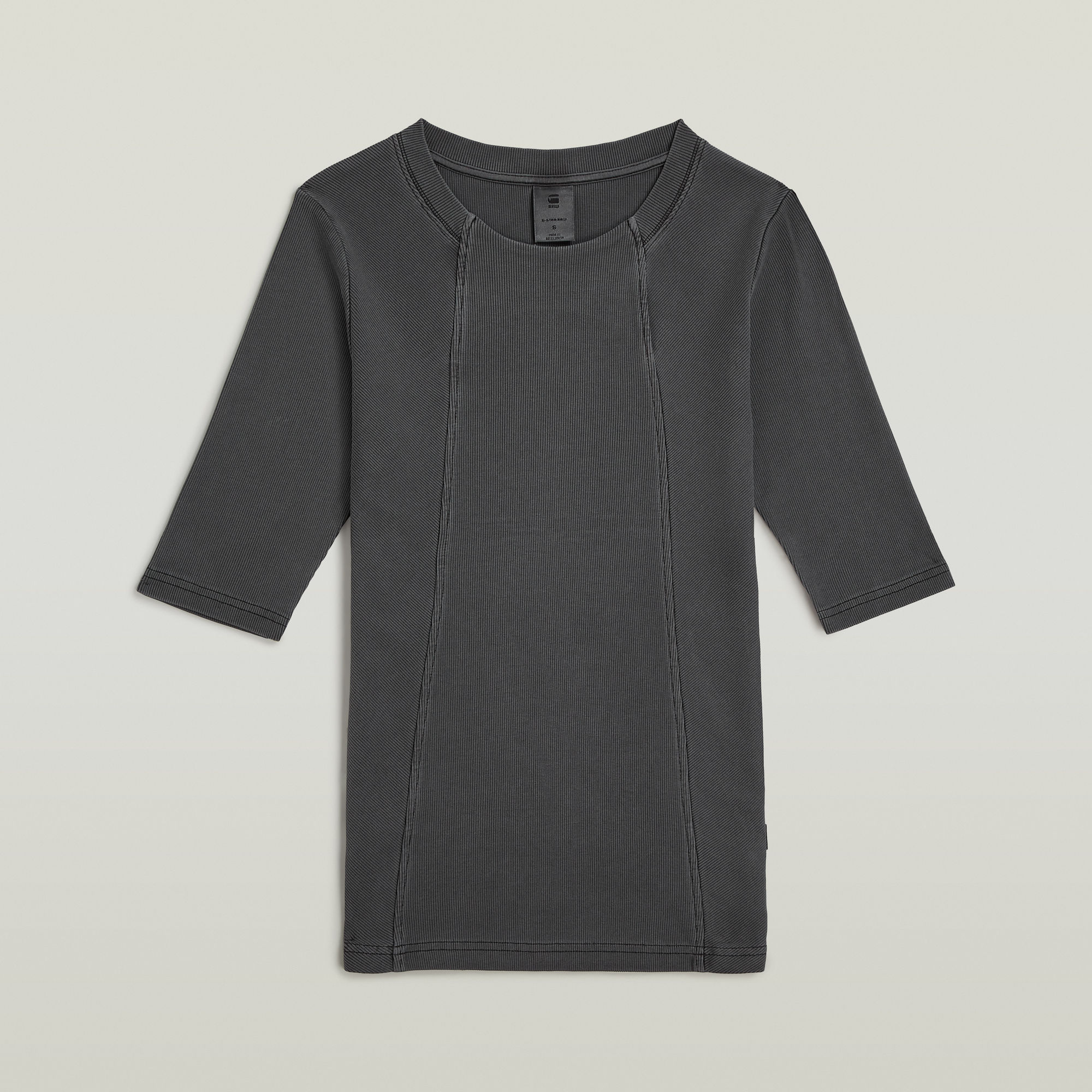 G-Star RAW Washed A-Line Slim Rib T-shirt Zwart Dames