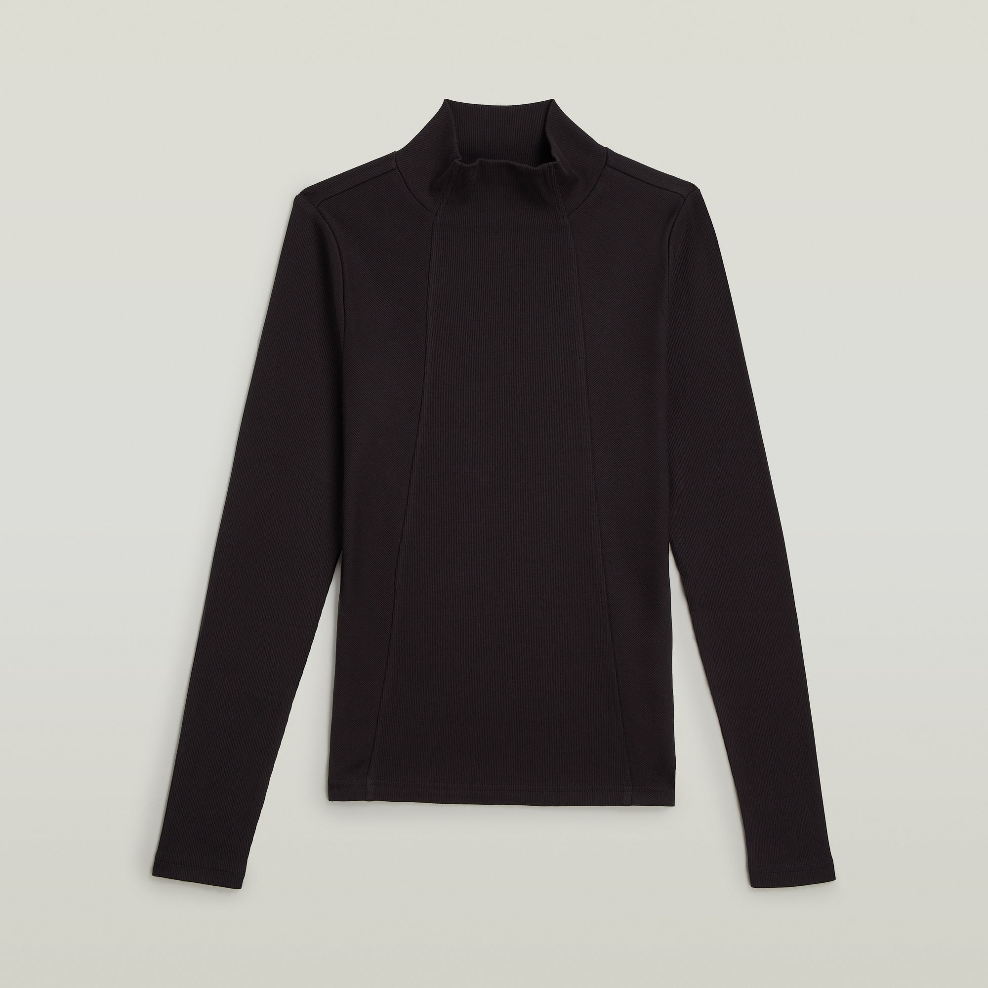 Thumbnail - A-Line Slim Mock T-Shirt - Schwarz - Damen