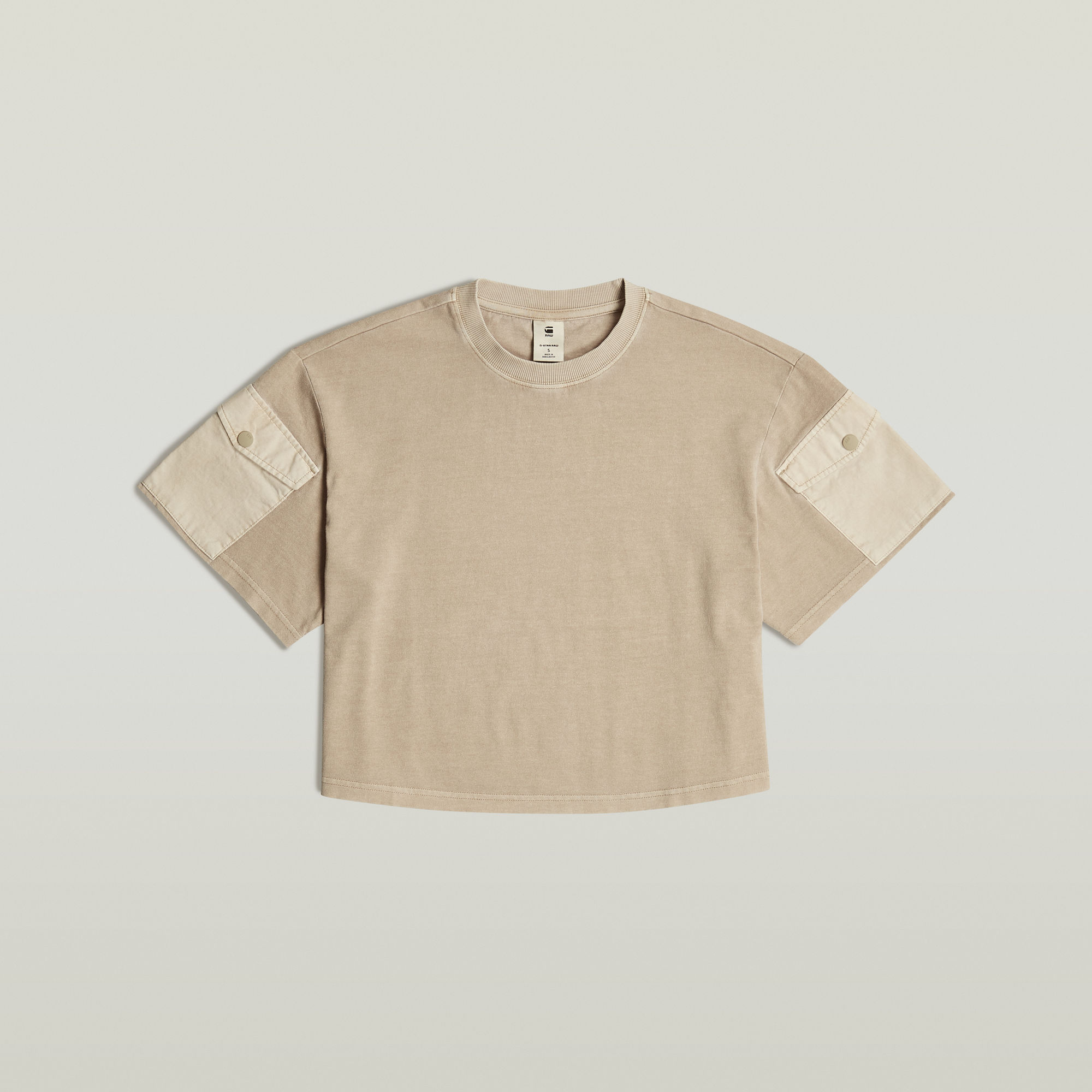 G-Star RAW Washed Mix Boxy Cropped T-shirt Beige Dames