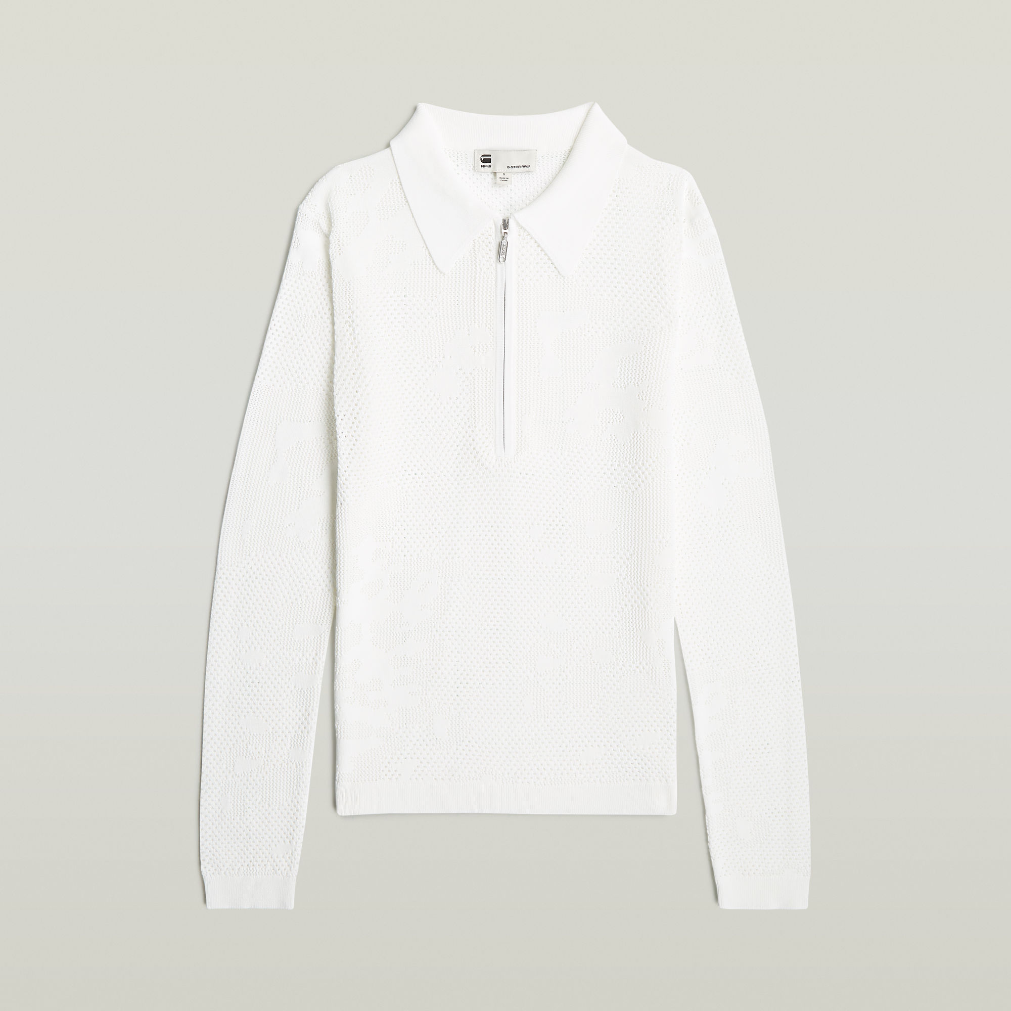 G-Star RAW Pointelle Slim Gebreide Polo Wit Dames