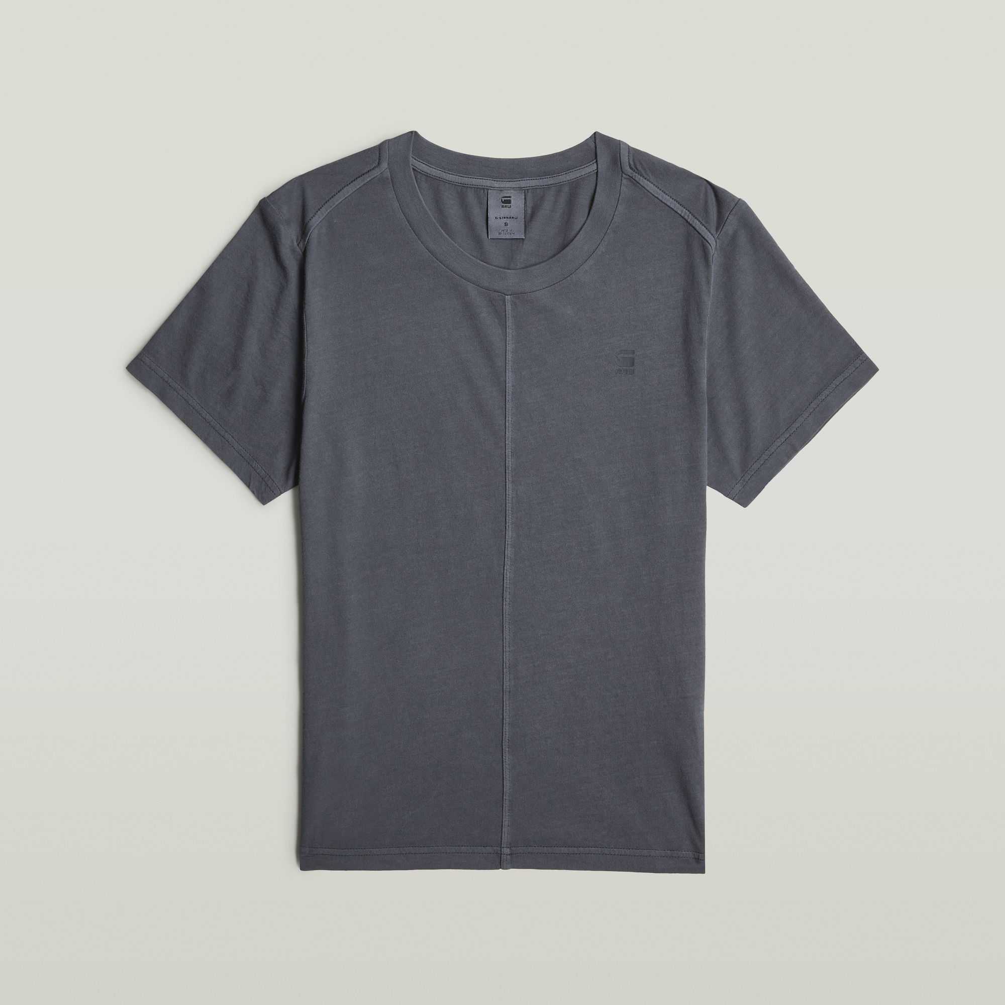 Thumbnail - Overdyed Front Seam T-Shirt - Dunkelblau - Damen